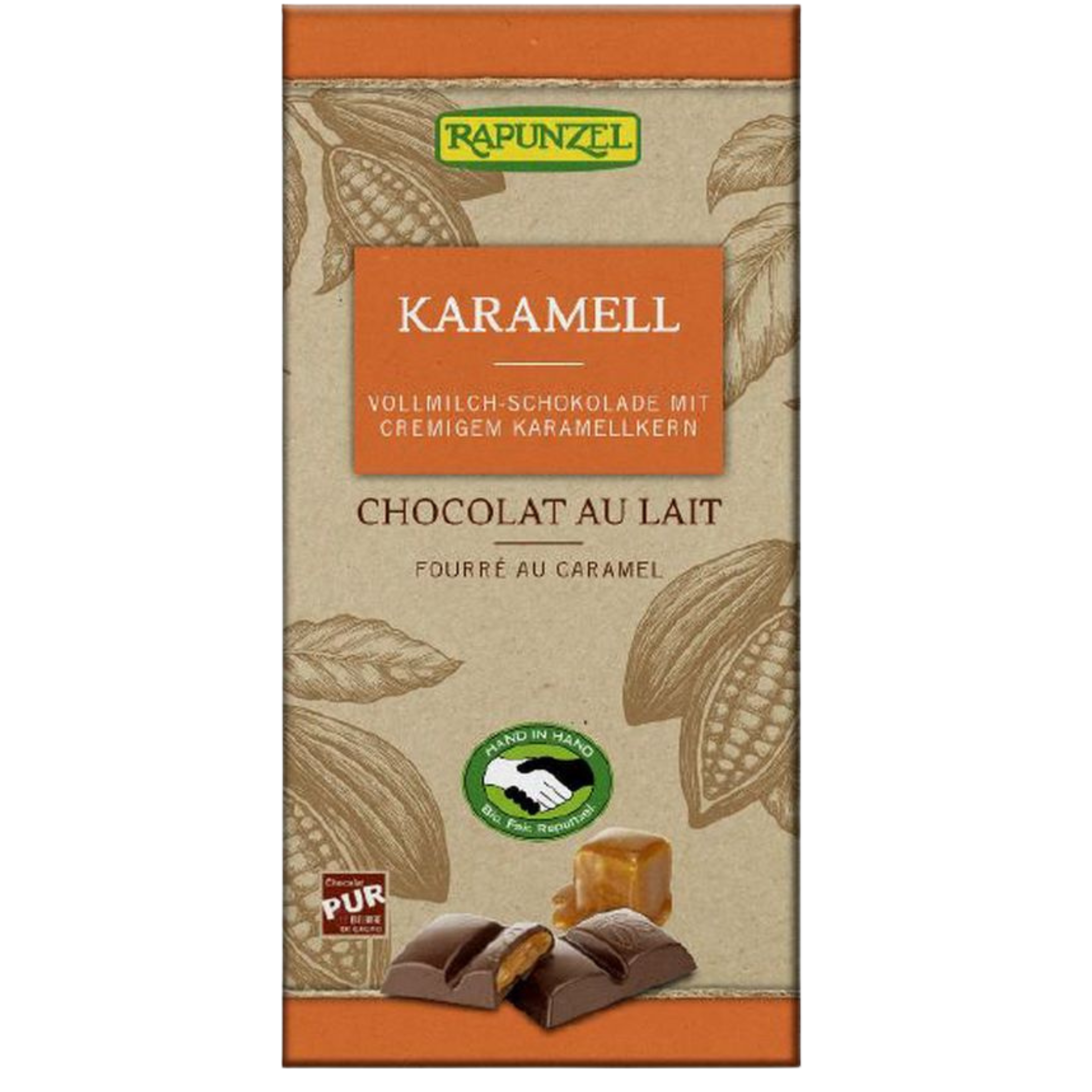 BIO Rapunzel tejcsokoládé krémes karamell töltelékkel