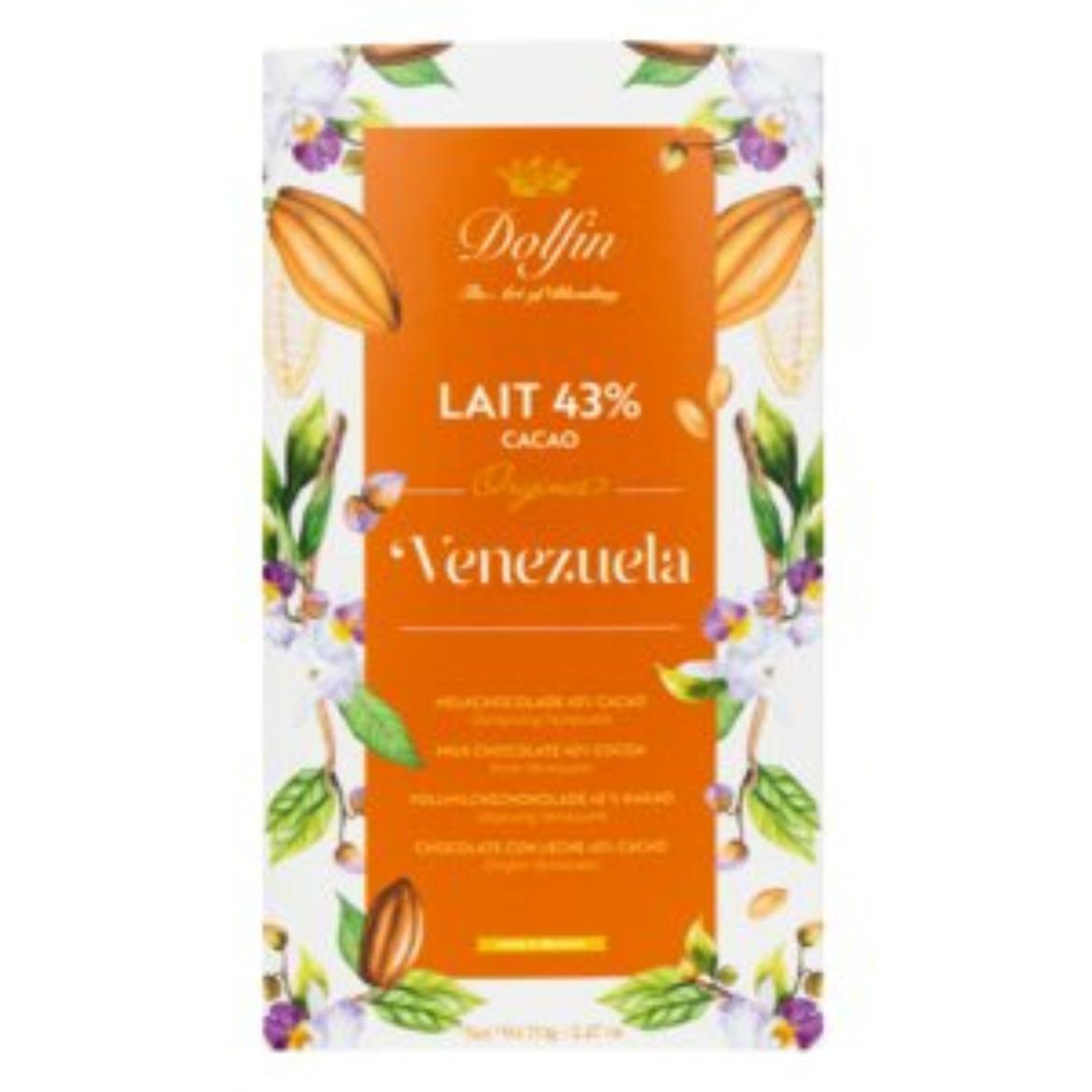 Dolfin 43%-os tejcsokoládé Venezuela 70g