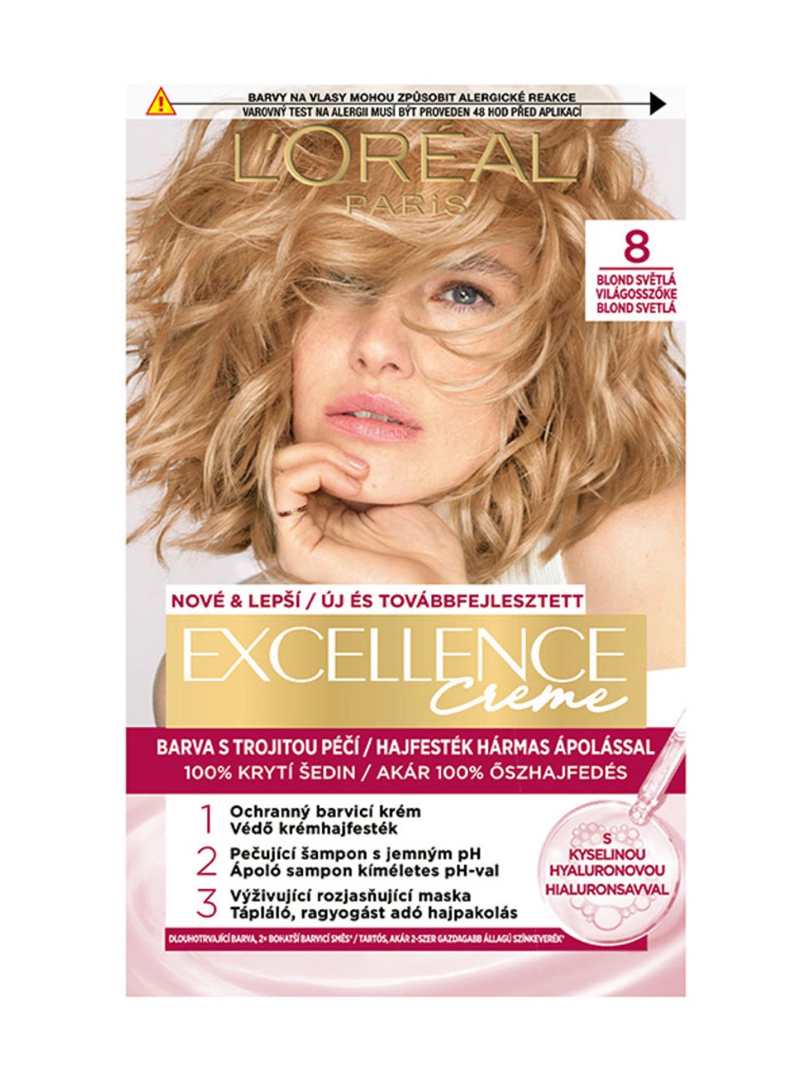L'Oréal Paris Excellence krémes, tartós hajfesték 8 világosszőke