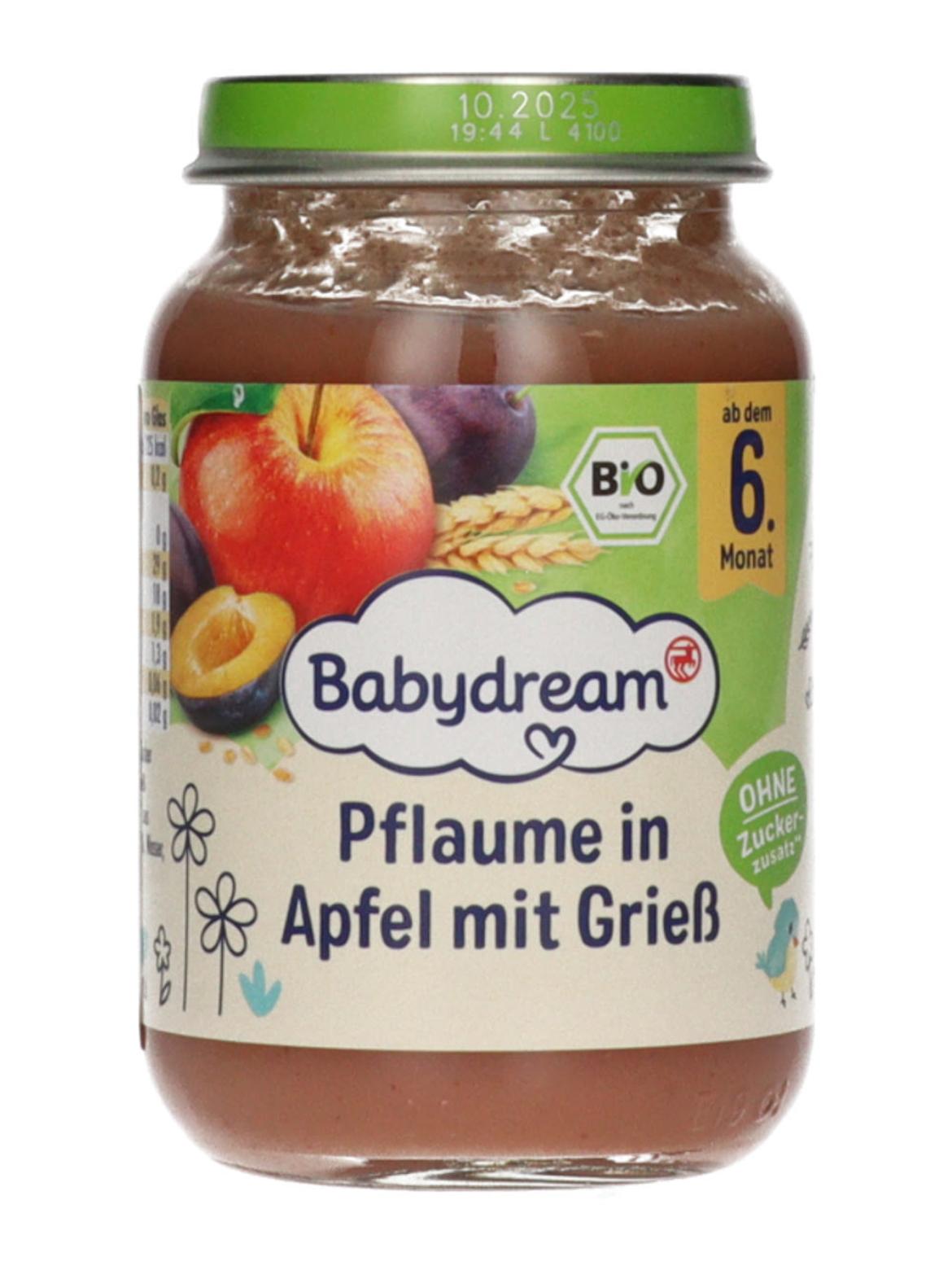 Babydream Bio bébidesszert szilvával, almával és búzadarával 6 hónapos kortól