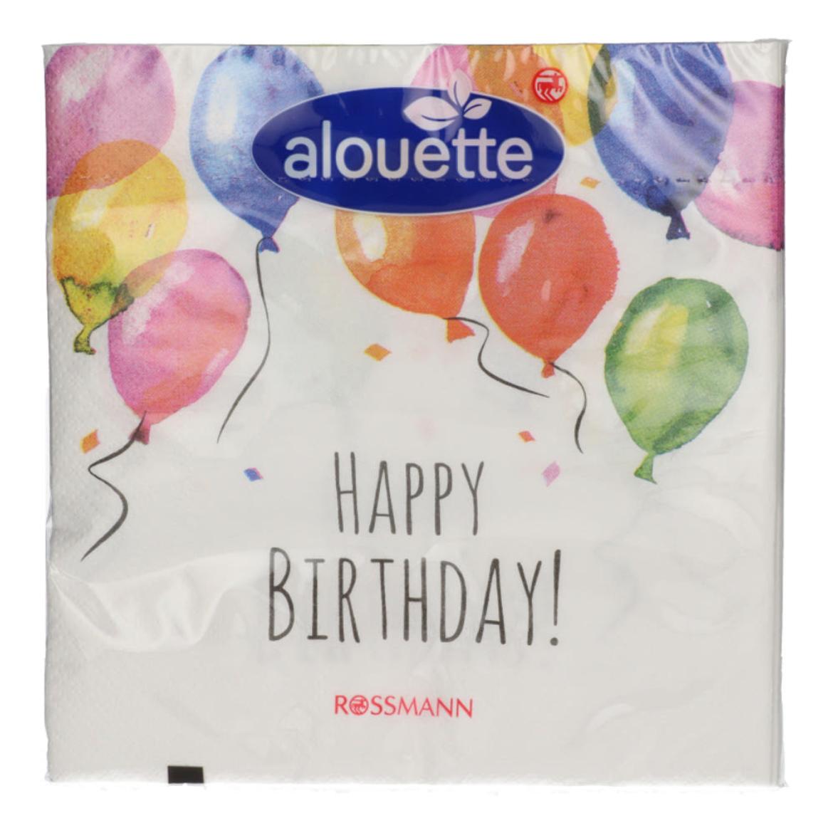 Alouette Happy Birthday szalvéta 3 rétegű 33x33 cm