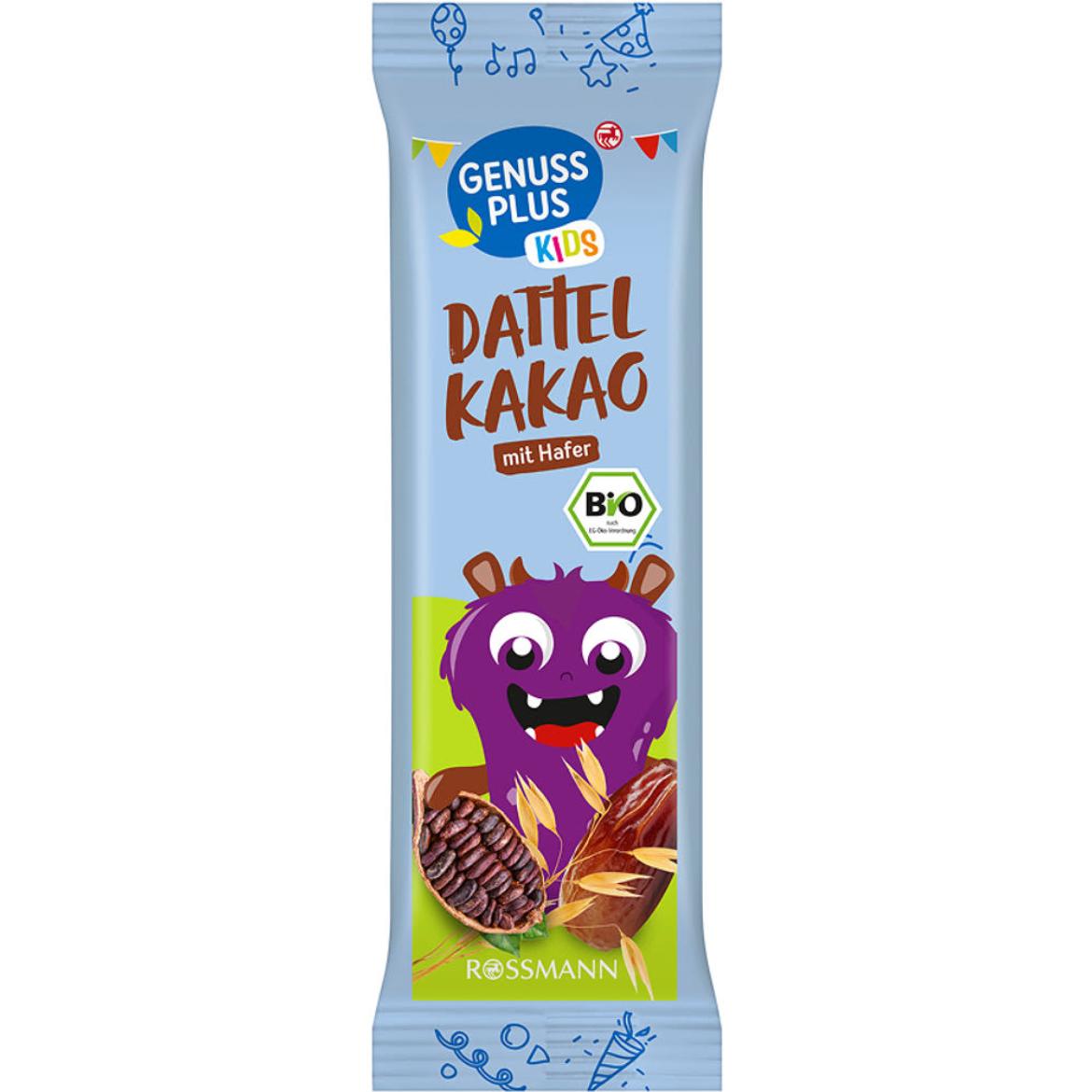 Genuss Plus Kids bio gyümölcs szelet zabbal, datolyával és kakaóval 3 éves kortól - 25 g
