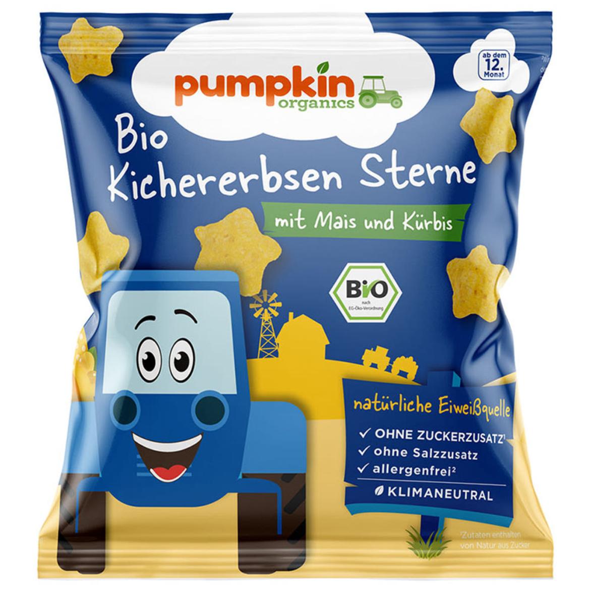 Pumpkin Bio Organics csicseriborsó csillagok kukoricával és sütőtökkel 12 hónapos kortól