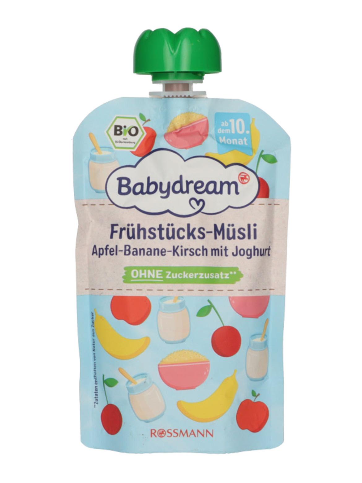 Babydream bio gyümölcs pure banán-cseresznye-joghurt-müzli 10 hónapos kortól
