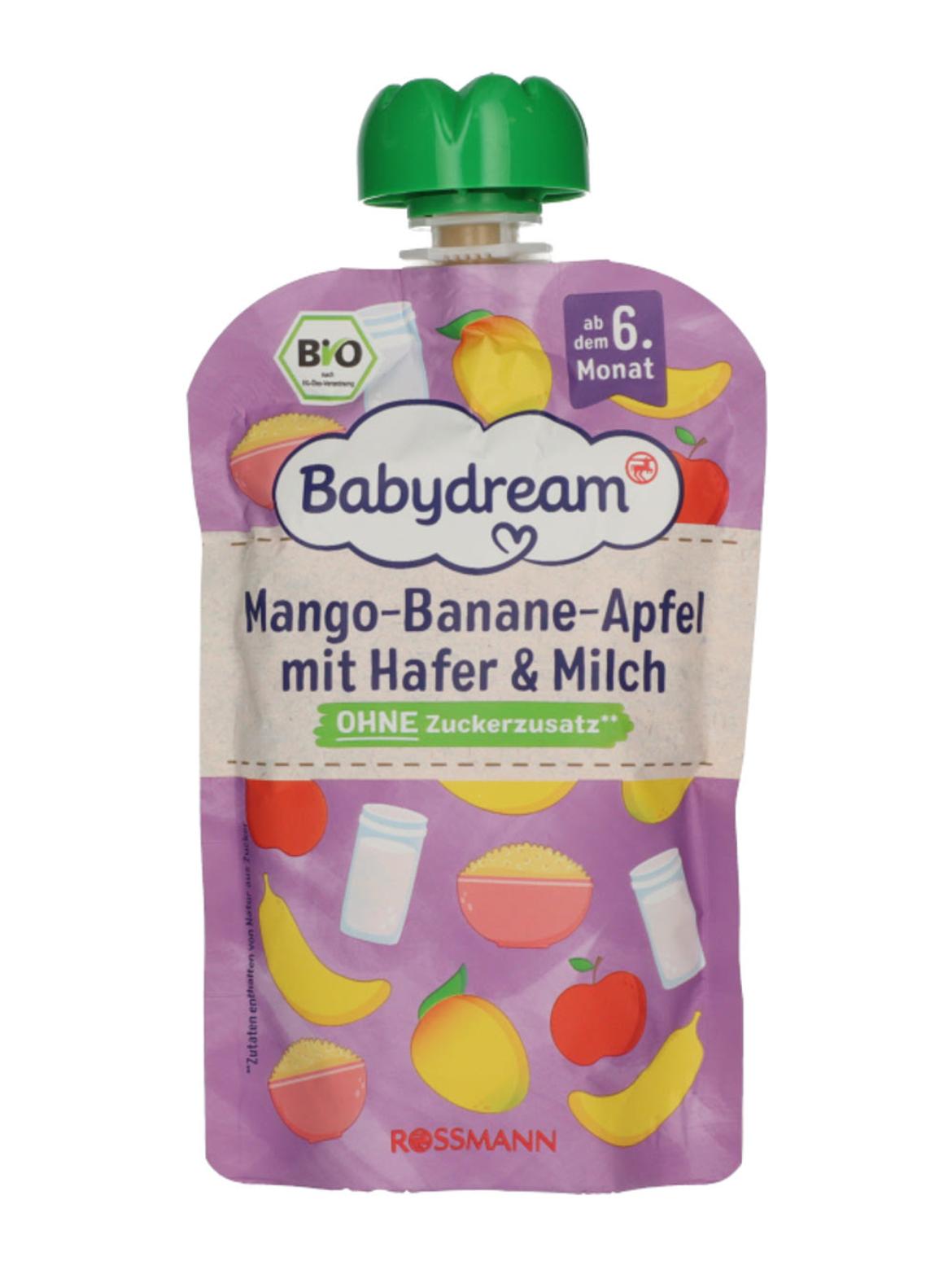 Babydream bio gyümölcs püré mangó-banán-alma-zab 6 hónapos kortól