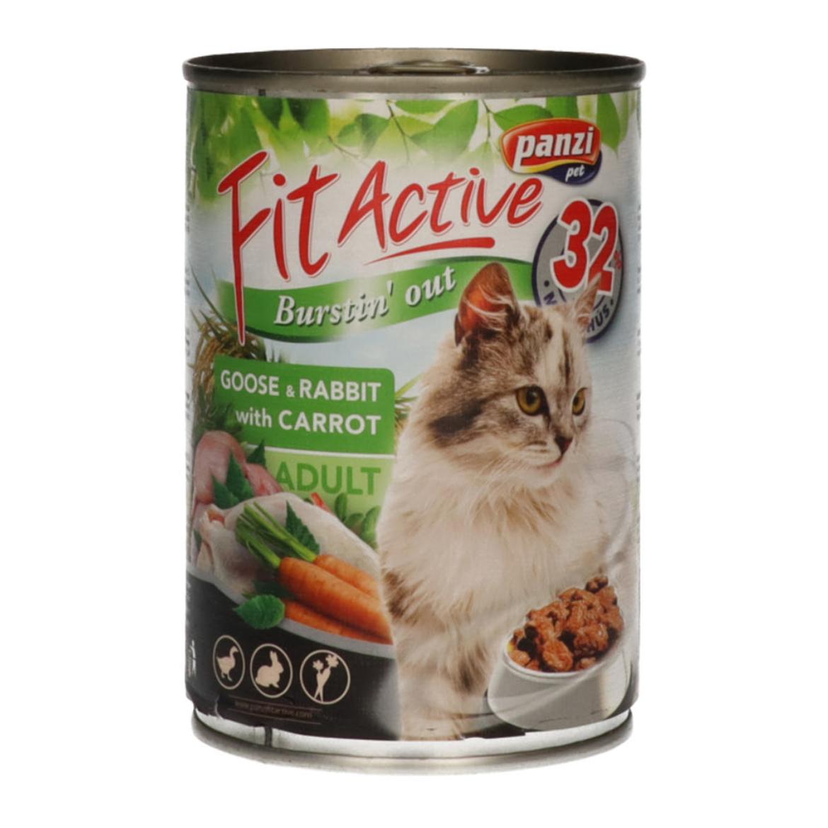 FitActive konzerv macskáknak libával, nyúllal és répával - 415 g