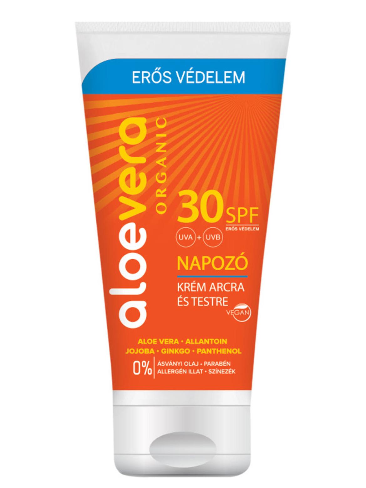 Aloe Vera Organic napozó krém arcra és testre SPF30