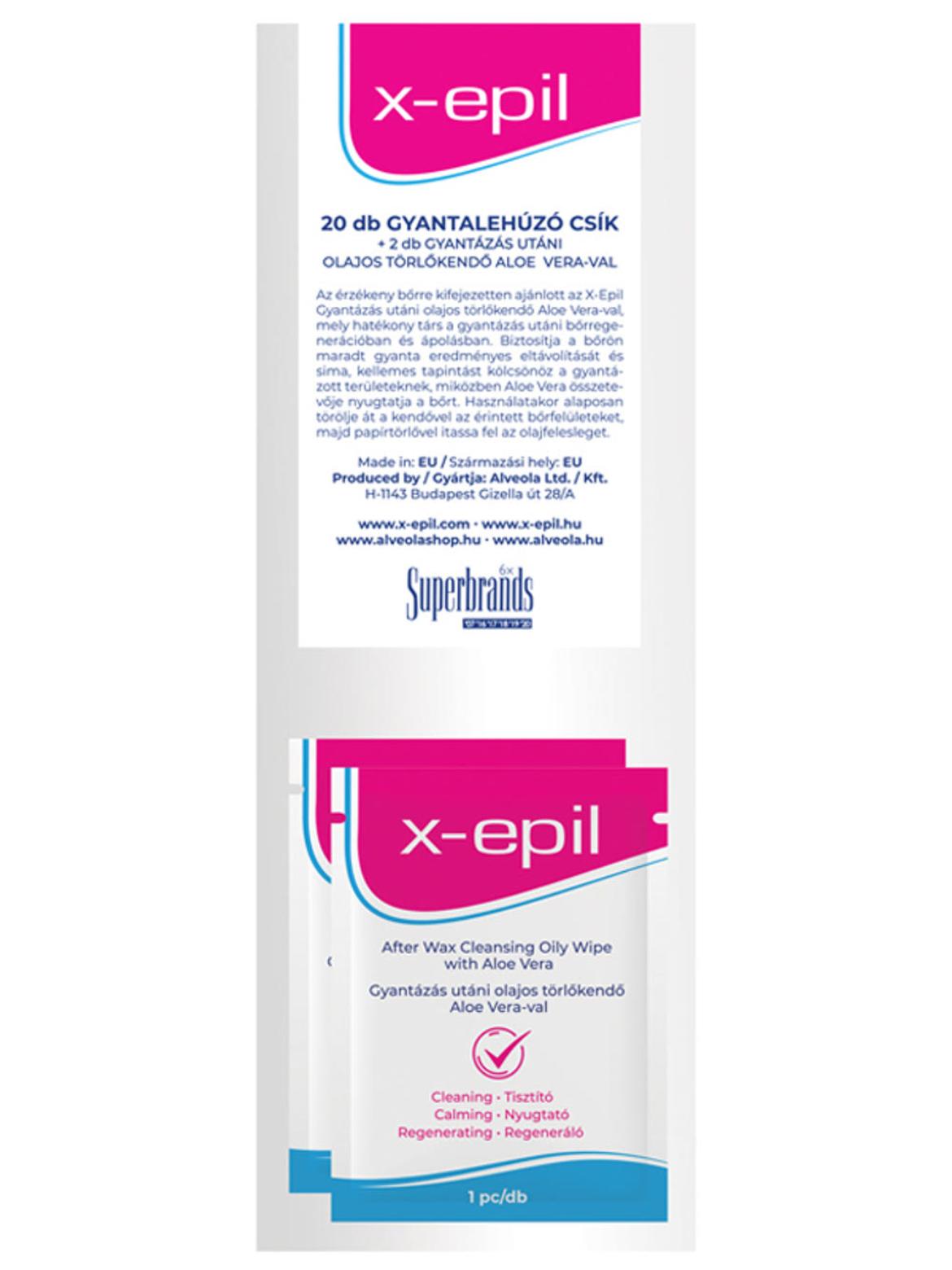 X-Epil lehúzható textilia - 20 db + 2 db Gyantalemosó törlőkendővel