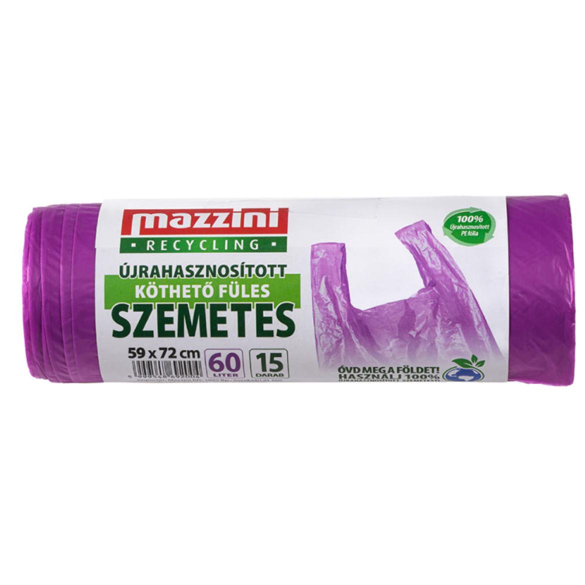 Mazzini újrahasznosított köthetőfüles szemeteszsák 60 L