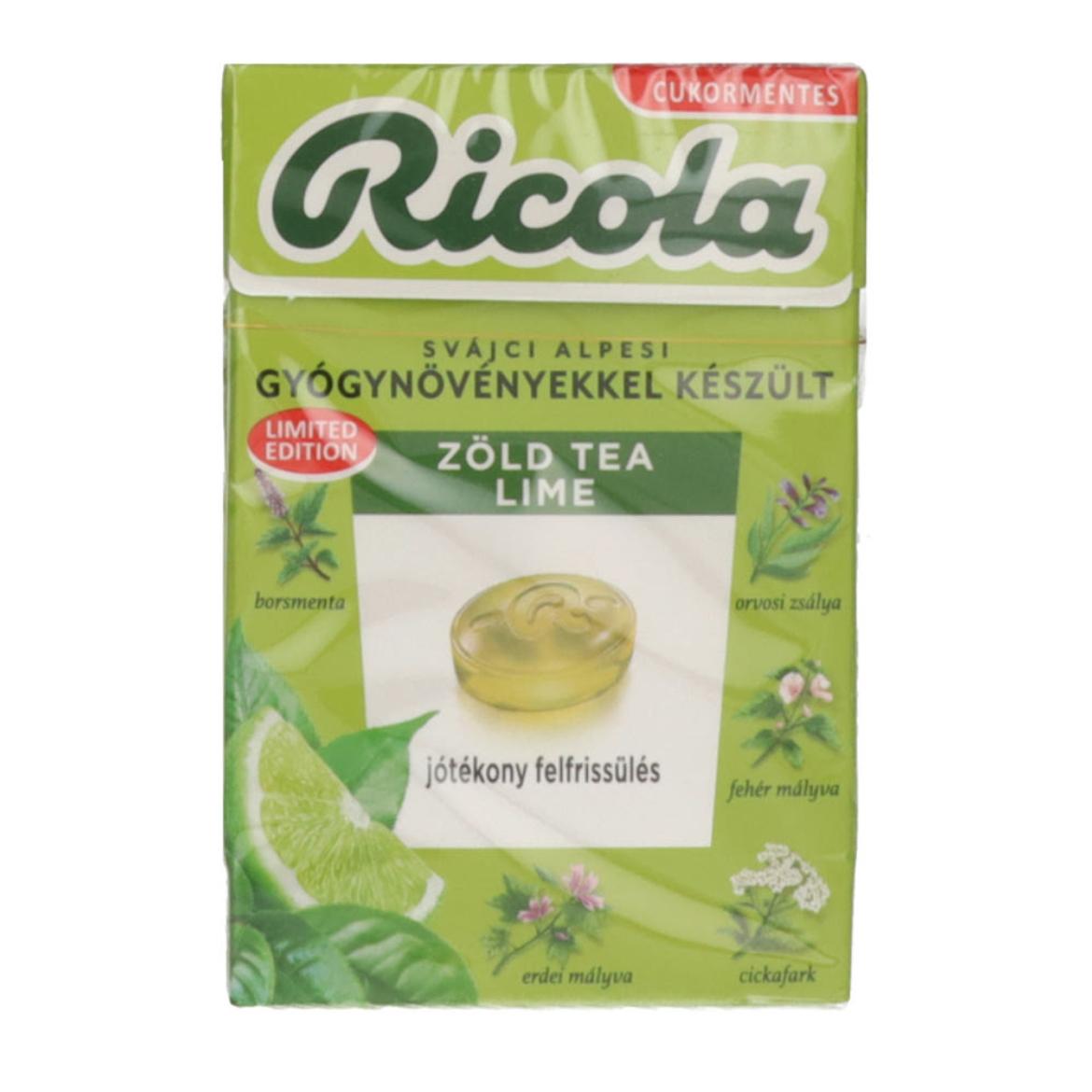Ricola Zöld Tea Lime gyógynövénycukorka - 40 g