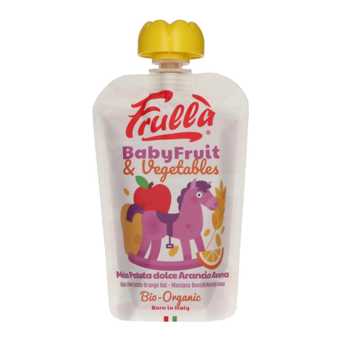 Frulla Bio gyümölcsfüré alma, édesburgonya, narancslé, zabkása 6 hónapos kortól - 100 g