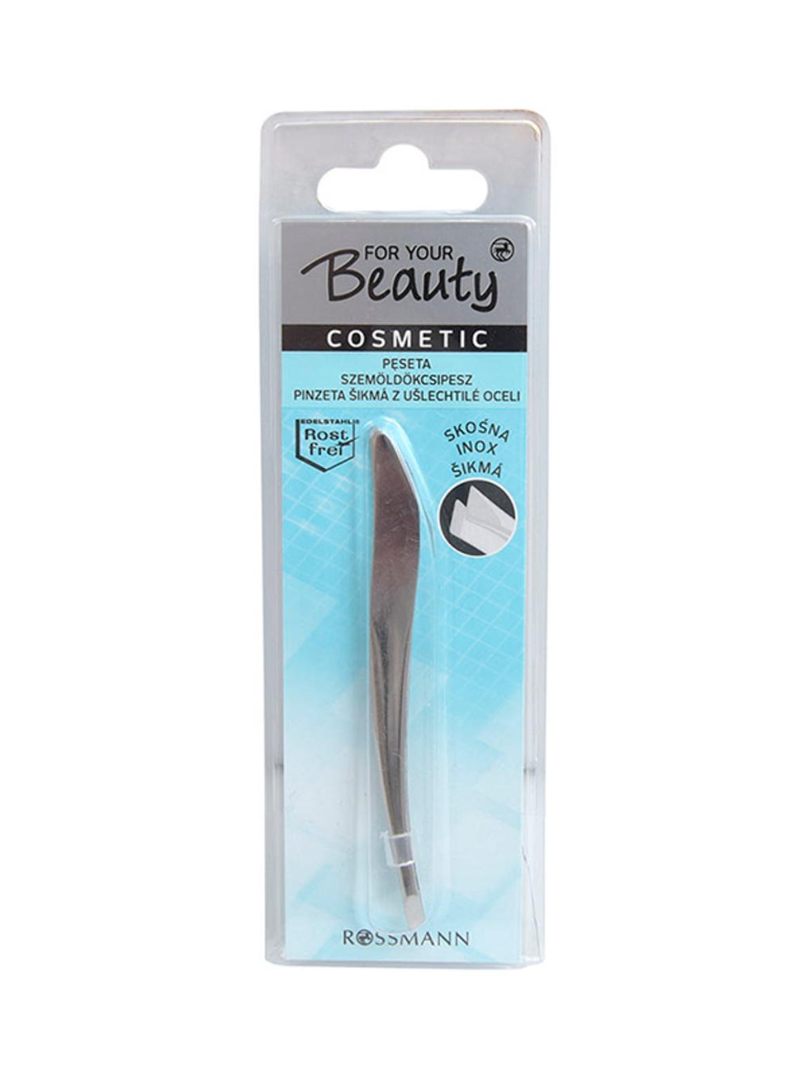 For Your Beauty Szemöldökcsipesz, ferde Inox
