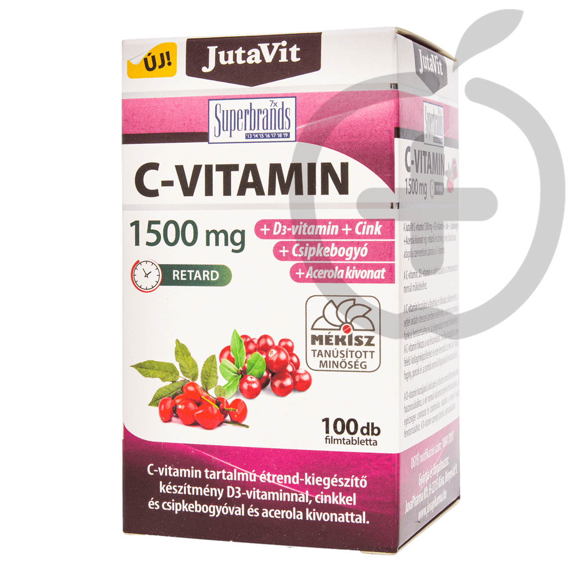 Jutavit C-vitamin 1500 mg +Cink +D3-vitamin +csipkebogyó +acerola kivonat filmtabletta