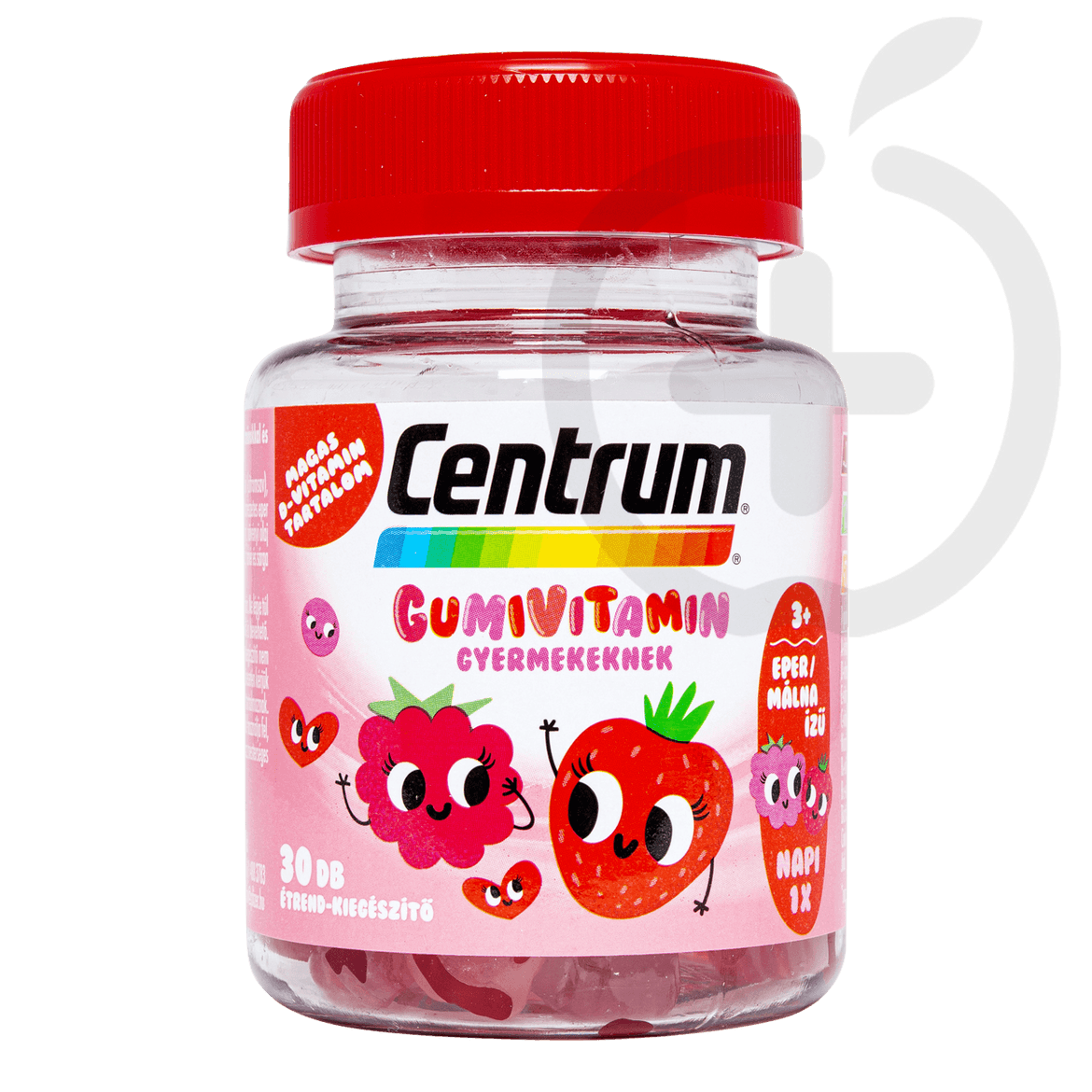 Centrum eper-málna ízű étrend-kiegészítő gumivitamin gyermekeknek 3 éves kortól
