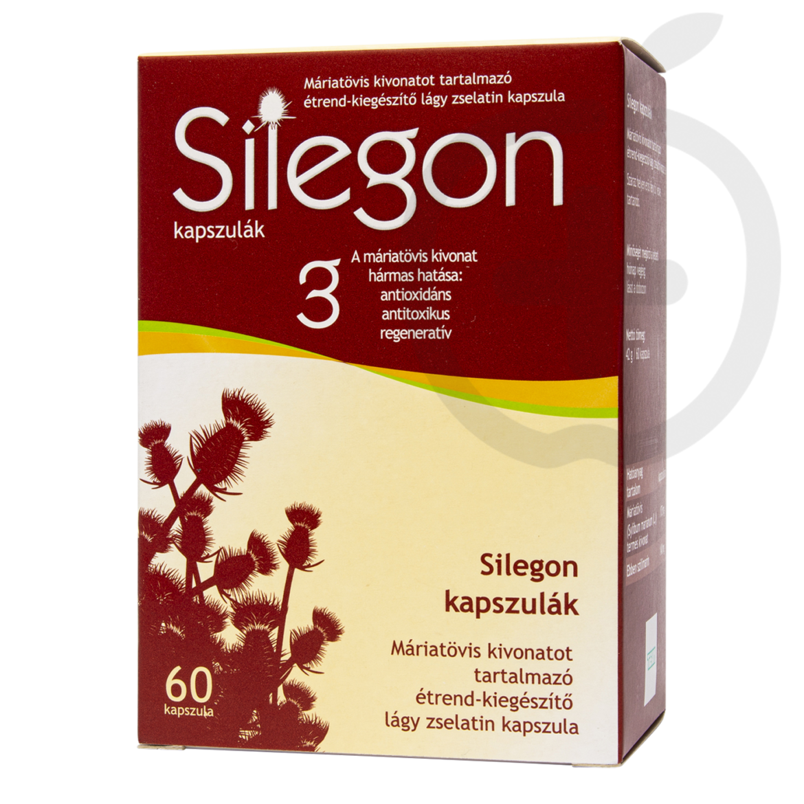 Silegon máriatövis kivonatot tartalmazó étrend-kiegészítő lágy zselatin kapszula