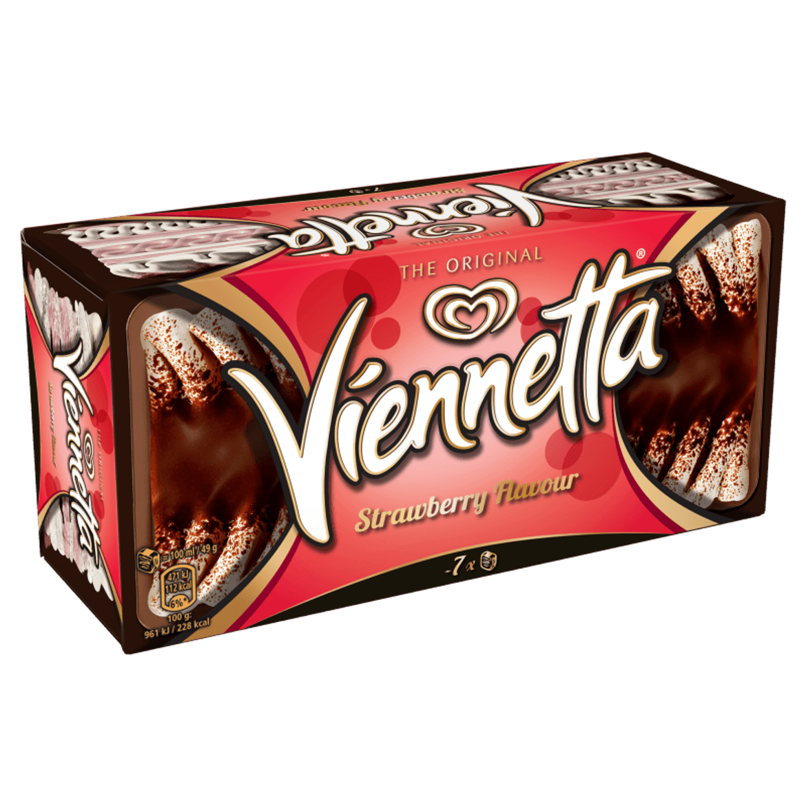 Viennetta vanília jégkrém és eper ízű jégkrém kakaós bevonó rétegekkel
