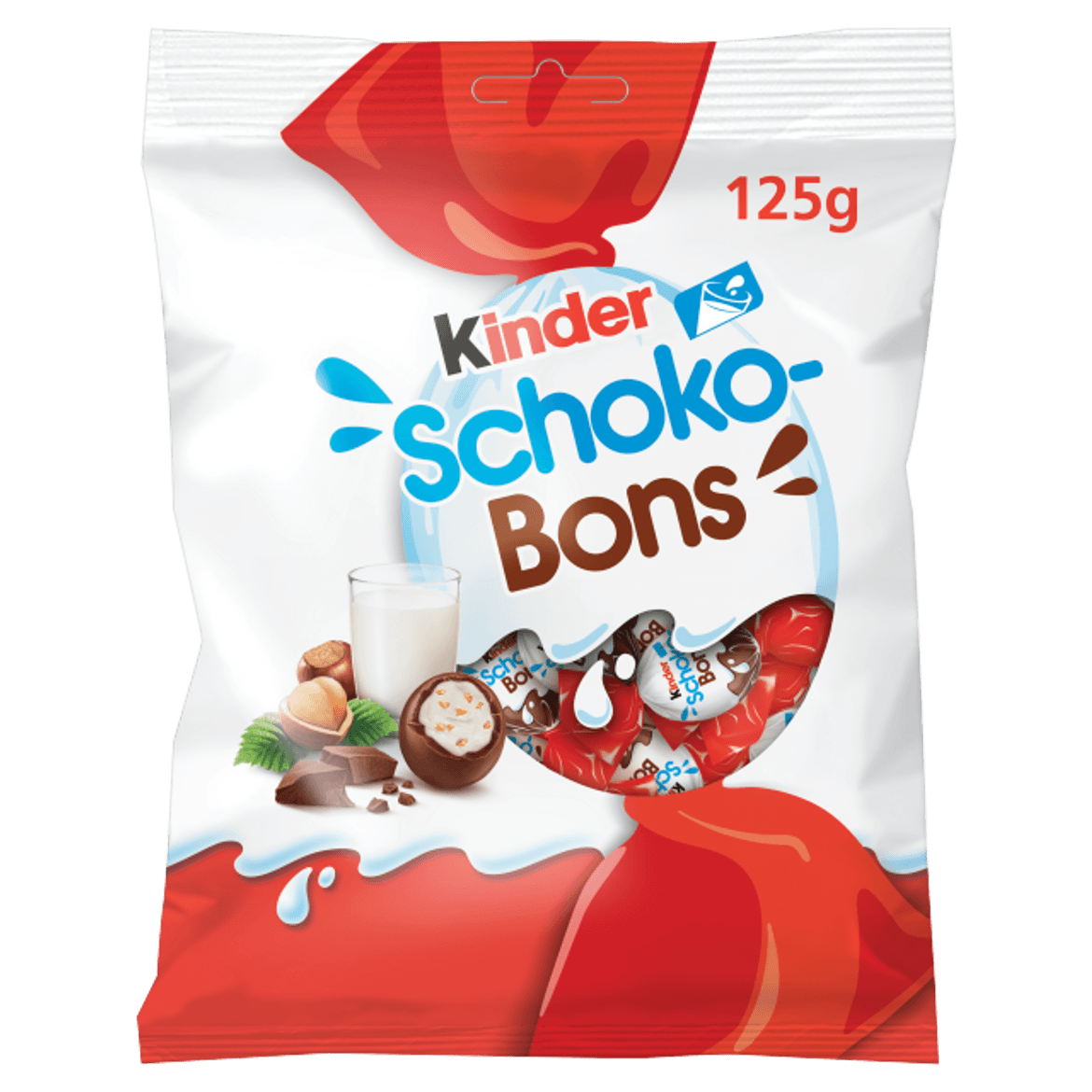 Kinder Schoko-Bons tejcsokoládé bonbonok tejes krémmel és mogyoródarabkákkal töltve