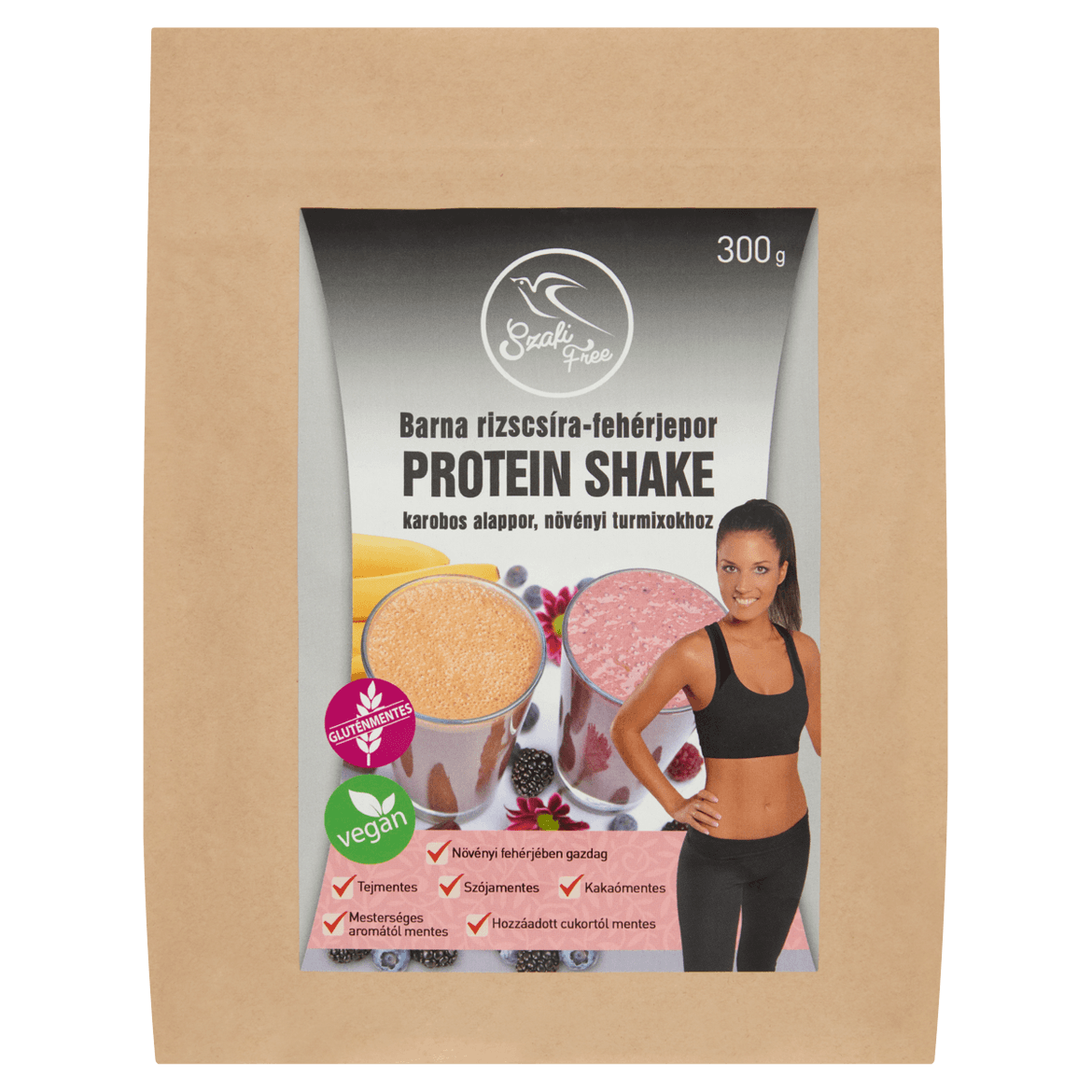 Szafi Free barna rizscsíra-fehérjepor protein shake karobos