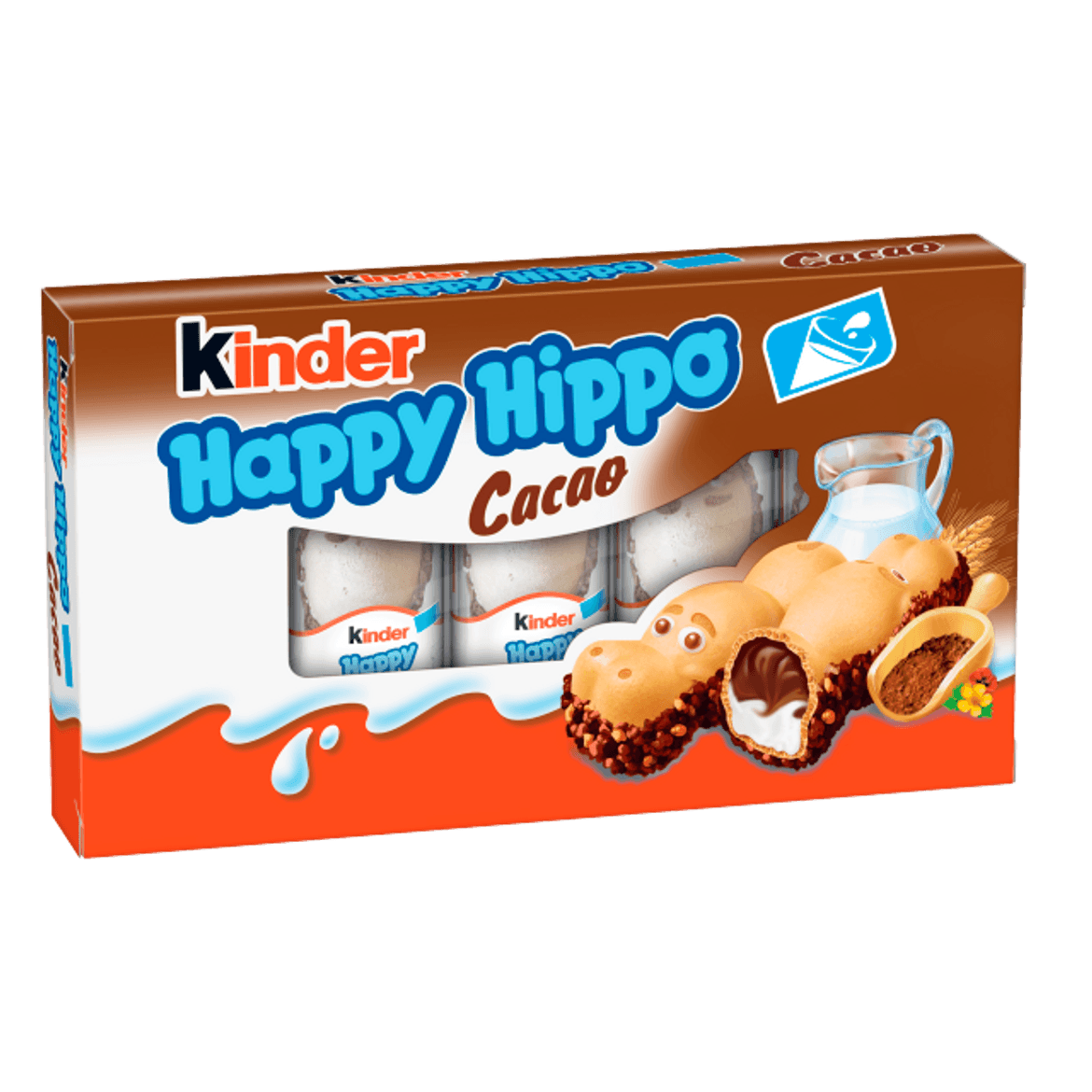 Kinder Happy Hippo Cacao kakaós és tejes krémmel töltött ropogós ostya 5 x 20,7 g (103,5 g)