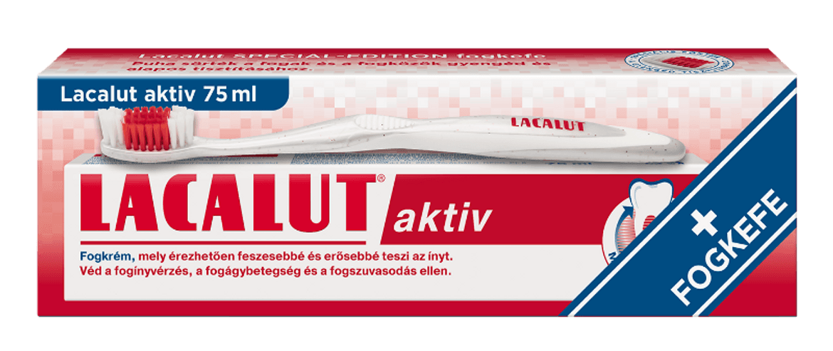 Lacalut fogkrém Aktiv + fogkefe Special Edition