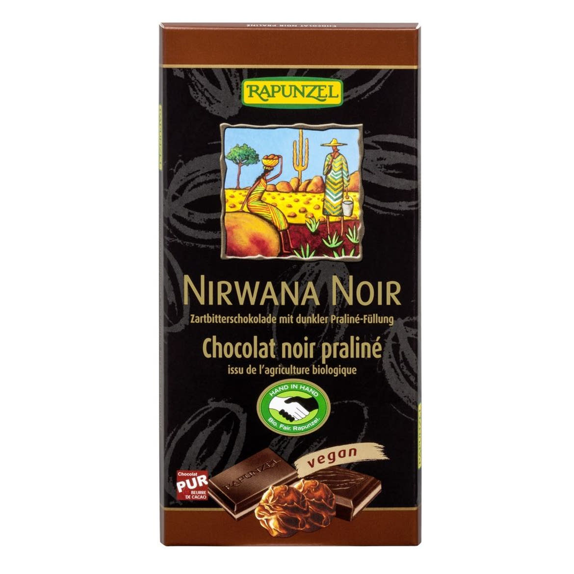 Rapunzel Nirwana Noir keserű töltött csokoládé BIO