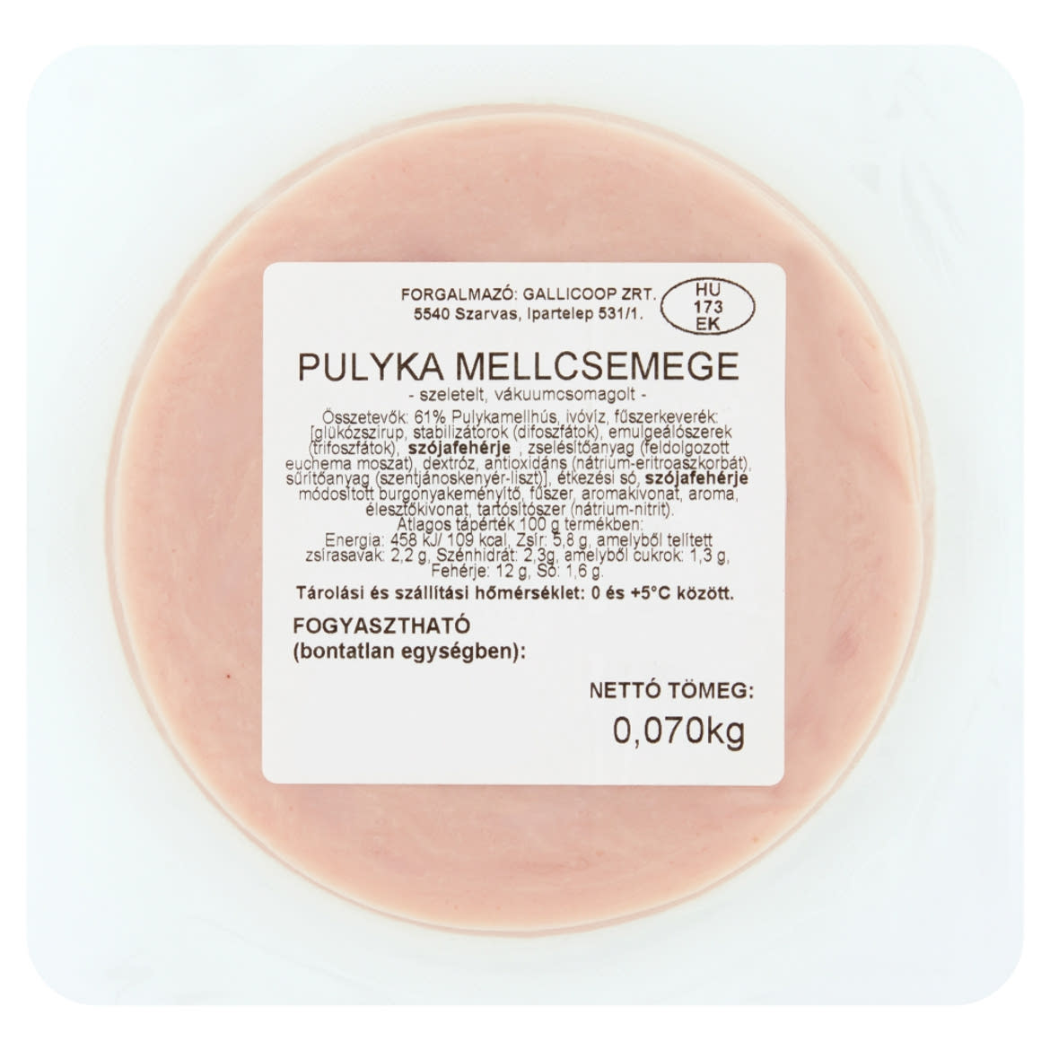 Gallicoop szeletelt pulyka mellcsemege 70 g