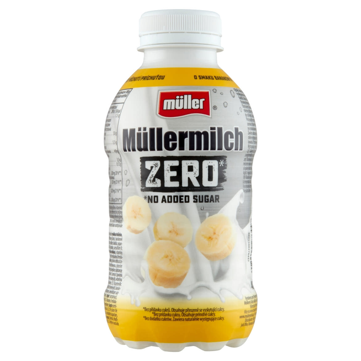 Müller Müllermilch Zero banán ízű zsírszegény tejital édesítőszerekkel 383 ml