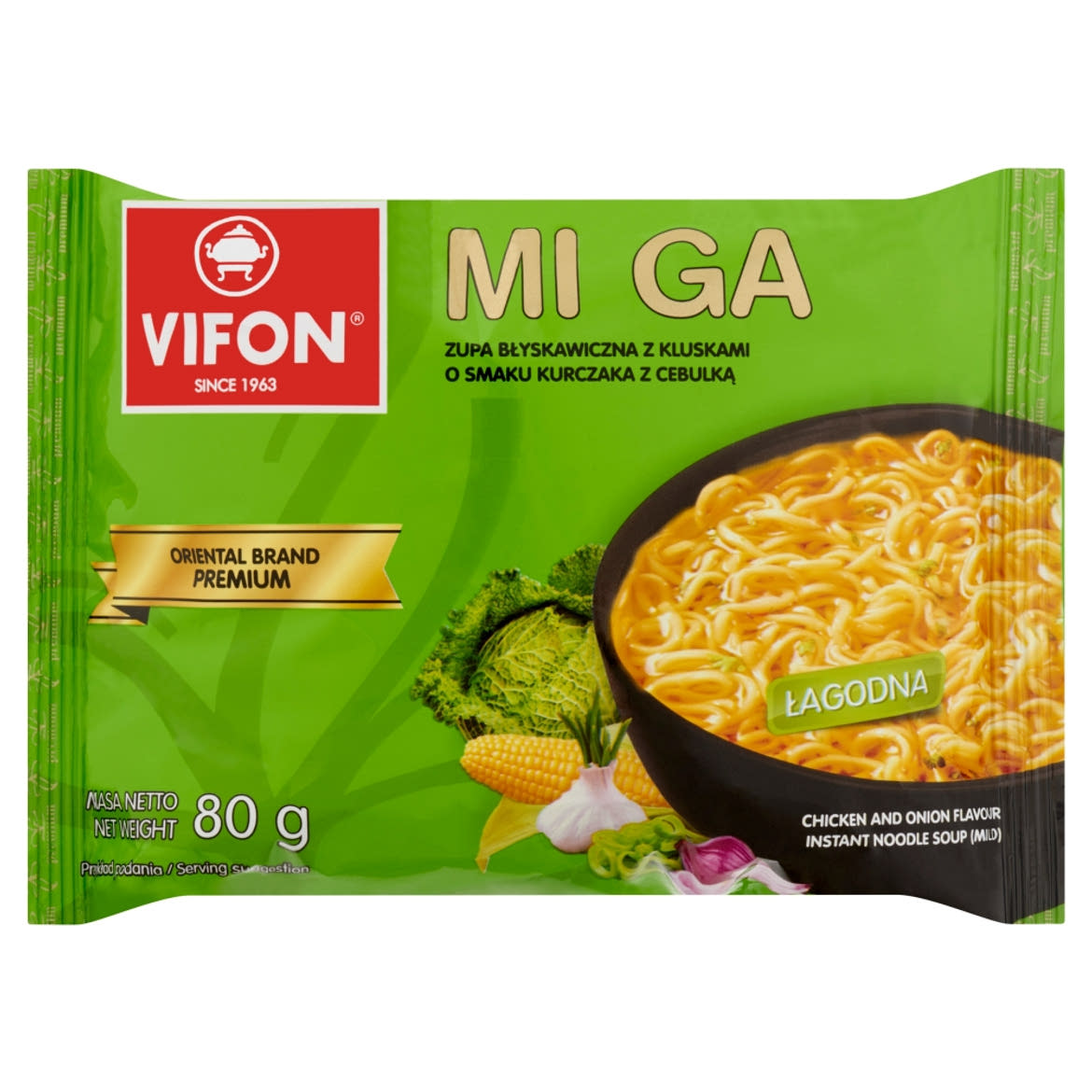 Vifon Mi Ga csirkehús és hagyma ízesítésű enyhe fűszerezésű instant tésztás leves