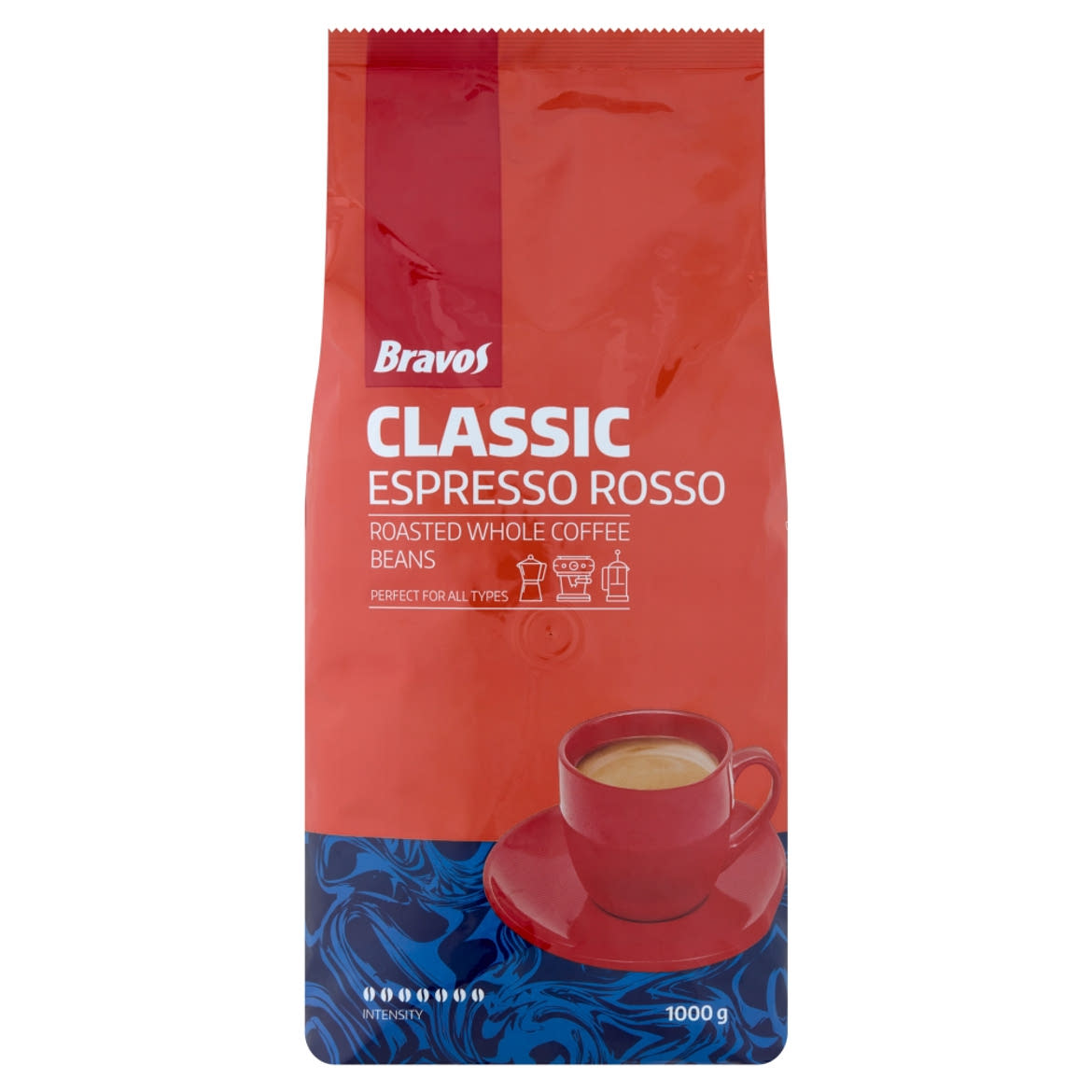 Bravos Classic Espresso Rosso pörkölt szemes kávé 1000 g
