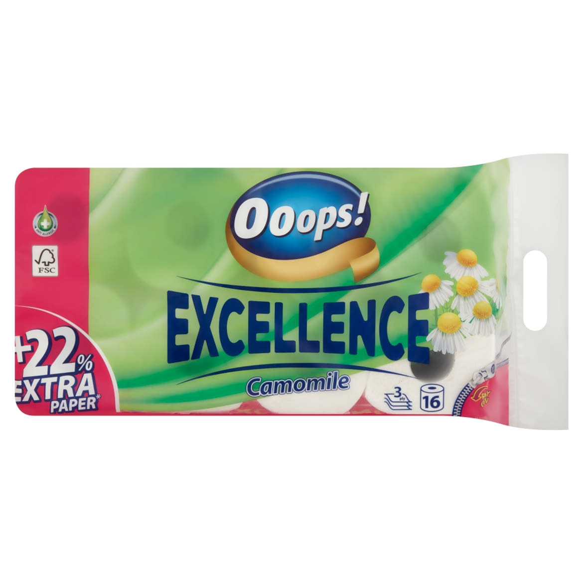 Ooops! Excellence Camomile toalettpapír 3 rétegű 16 tekercs