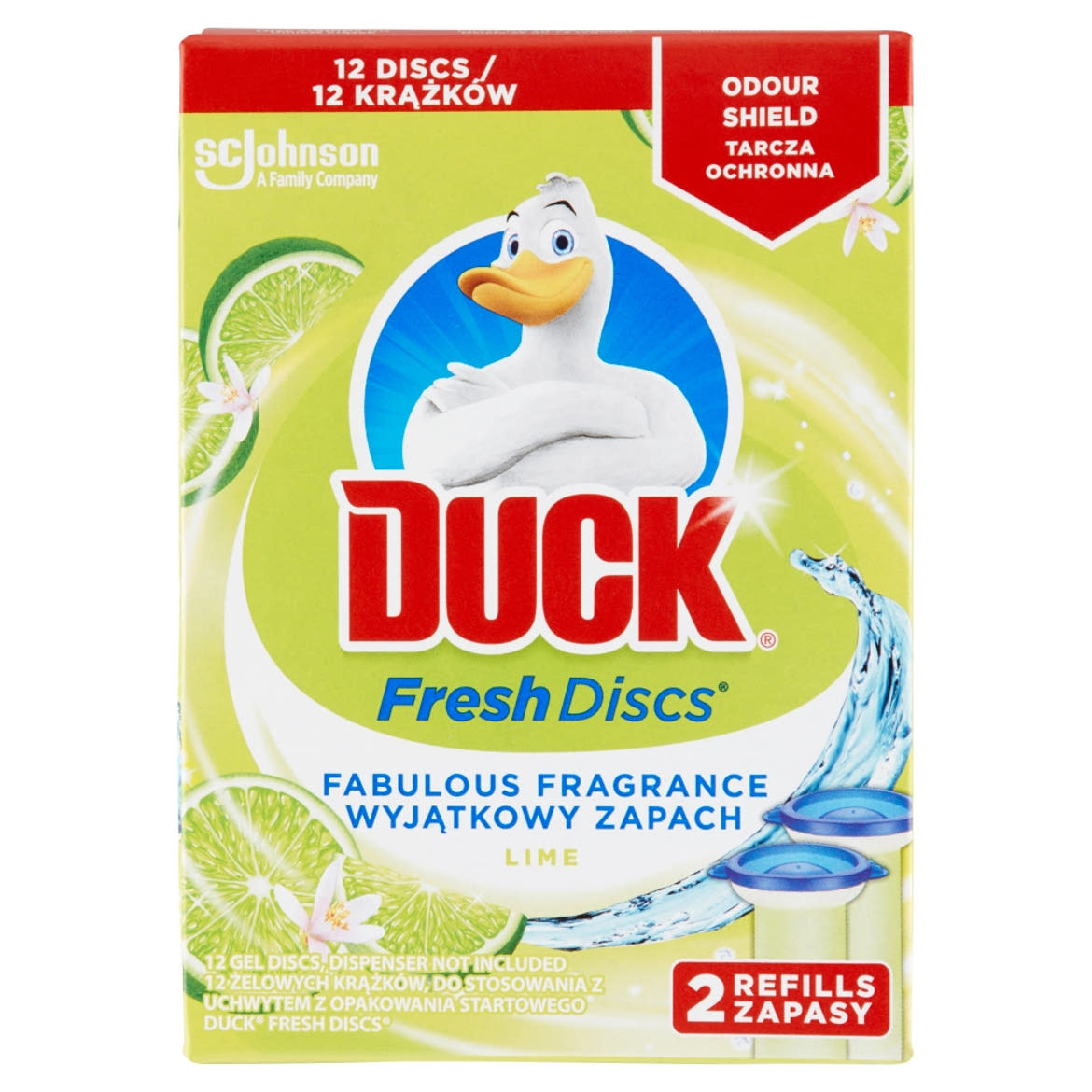 Duck Fresh Discs Lime WC-öblítő korong utántöltő 2 x 36 ml
