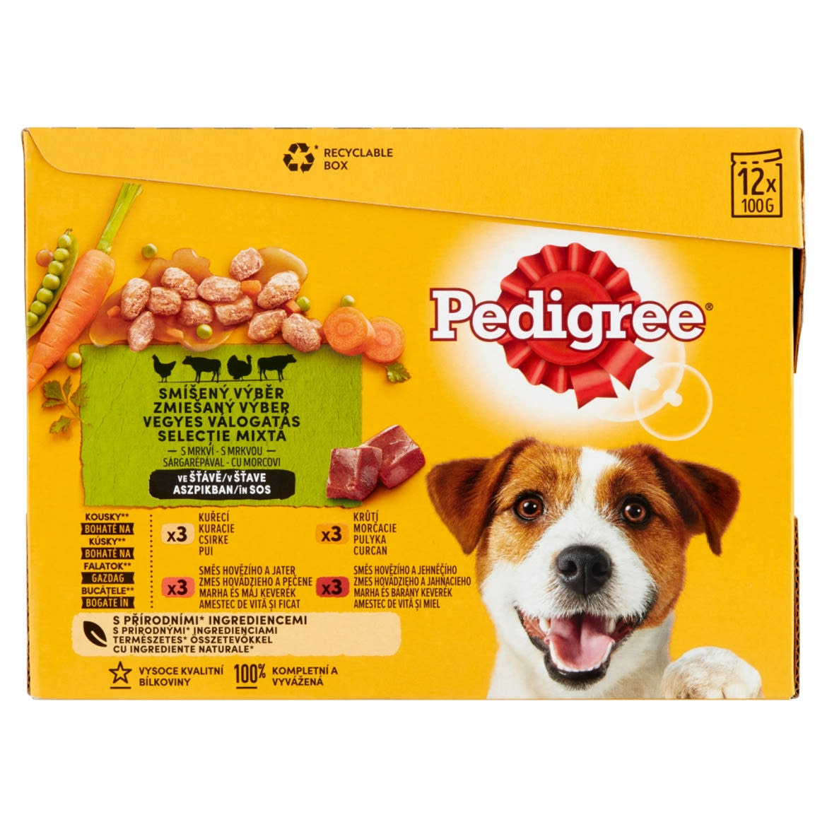 Pedigree teljes értékű vegyes válogatás eledel felnőtt kutyák részére sárgarépával 12 x
