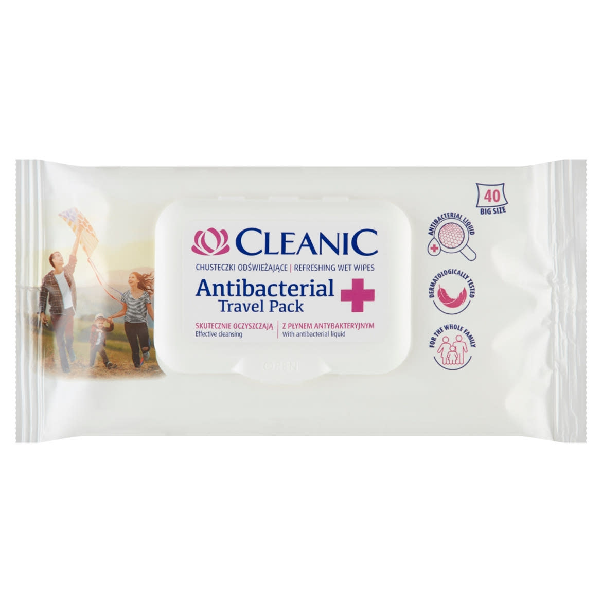 Cleanic Antibacterial Travel Pack nedvesített frissítő törlőkendő