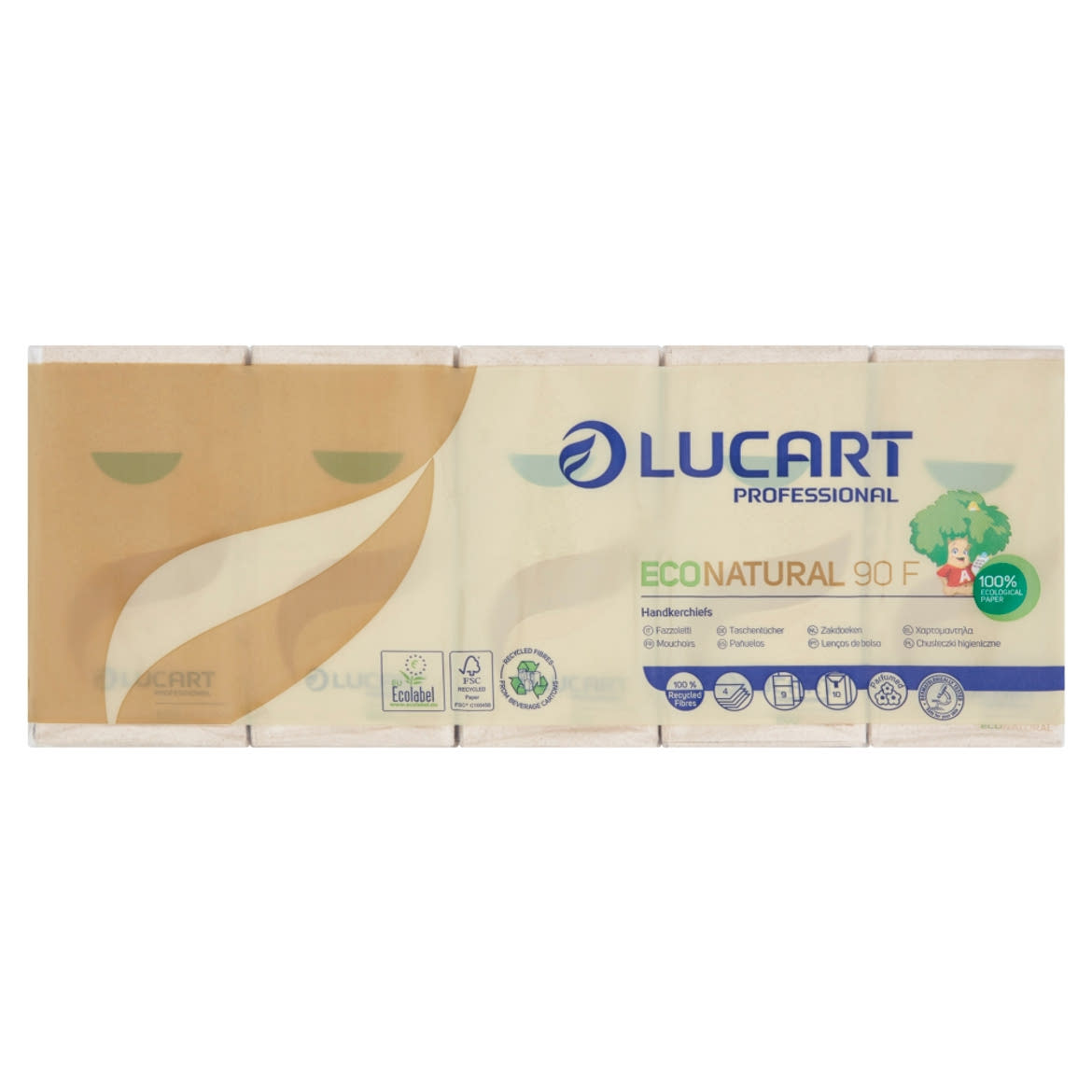 Lucart Professional Econatural 90F papírzsebkendő 4 rétegű 9X10 db