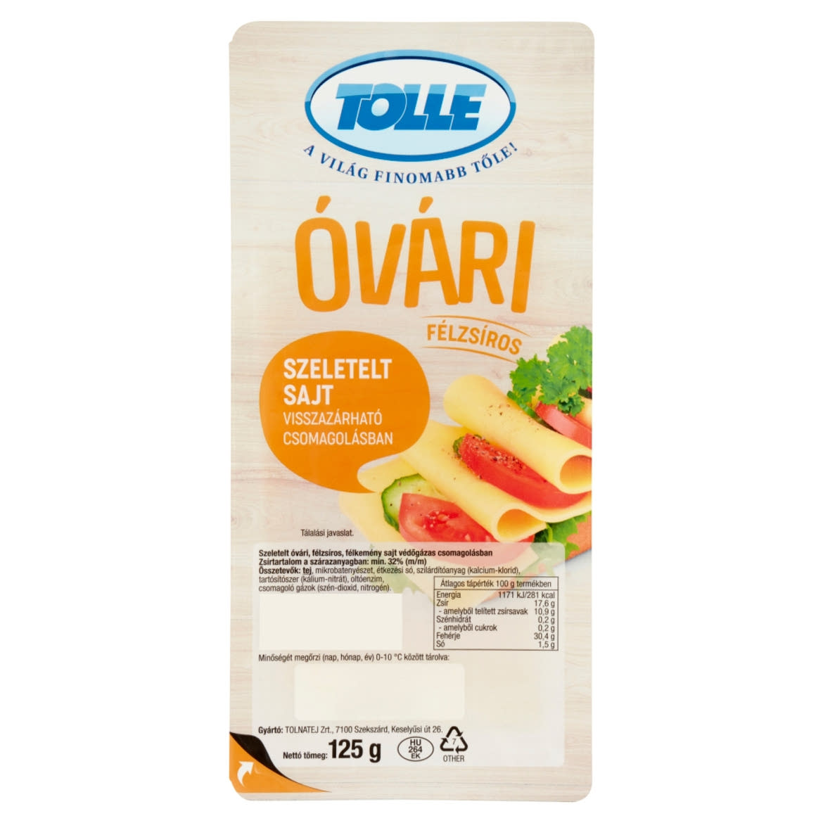 Tolle óvári félzsíros szeletelt sajt