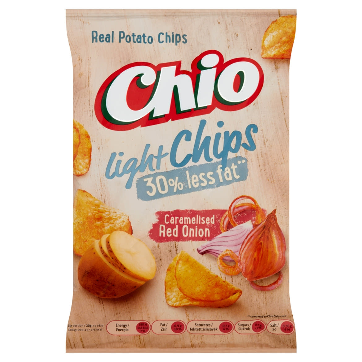 Chio Light Chips karamellizált vöröshagyma ízű burgonyachips