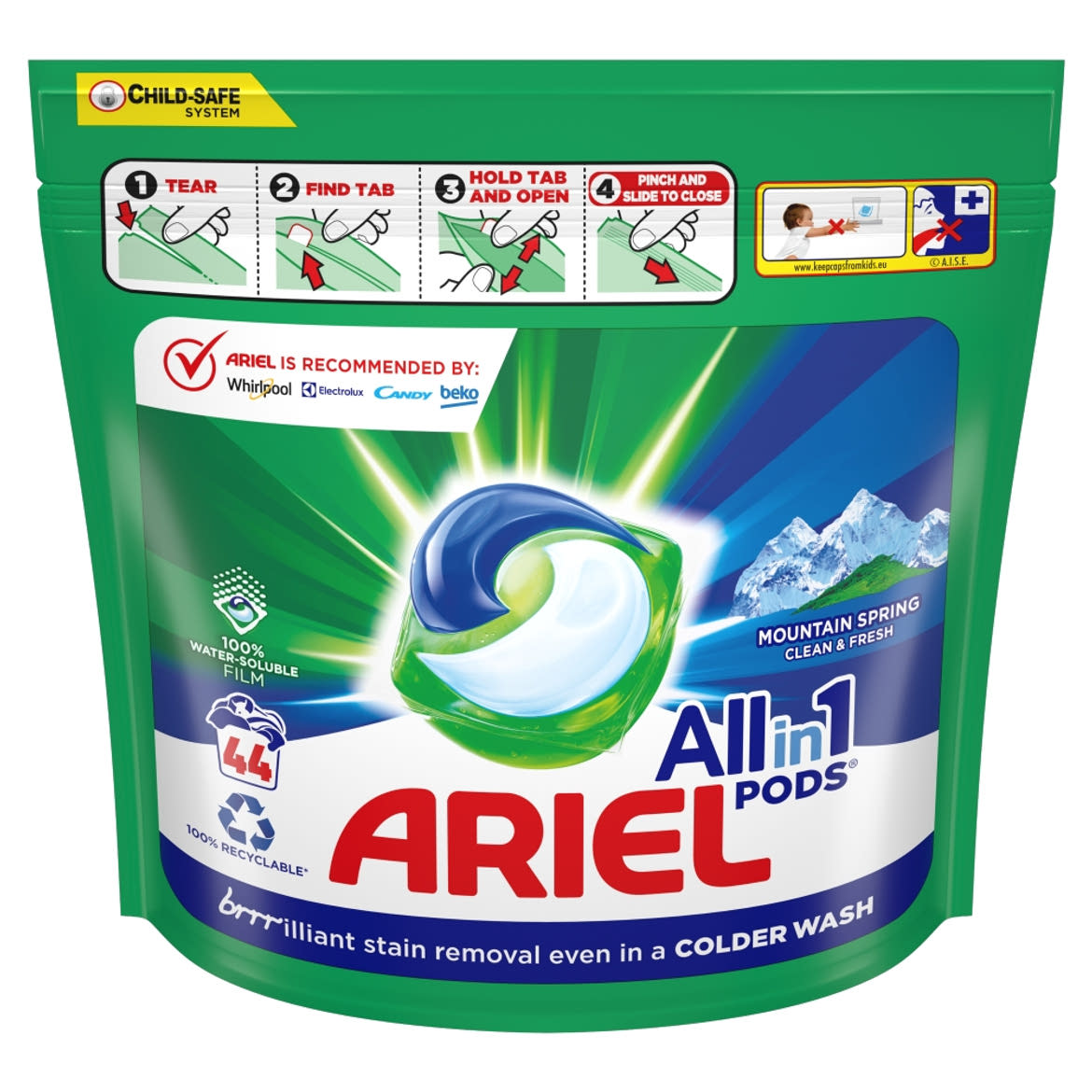 Ariel All-in-1 PODS Mountain Spring Clean & Fresh Folyékony Mosószerkapszula