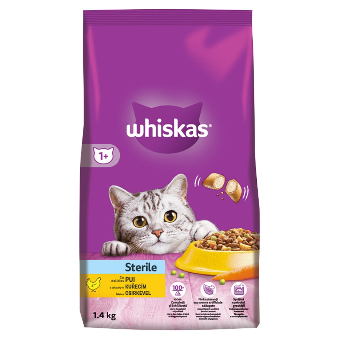 Whiskas Sterile teljes értékű szárazeledel felnőtt macskák számára csirkével