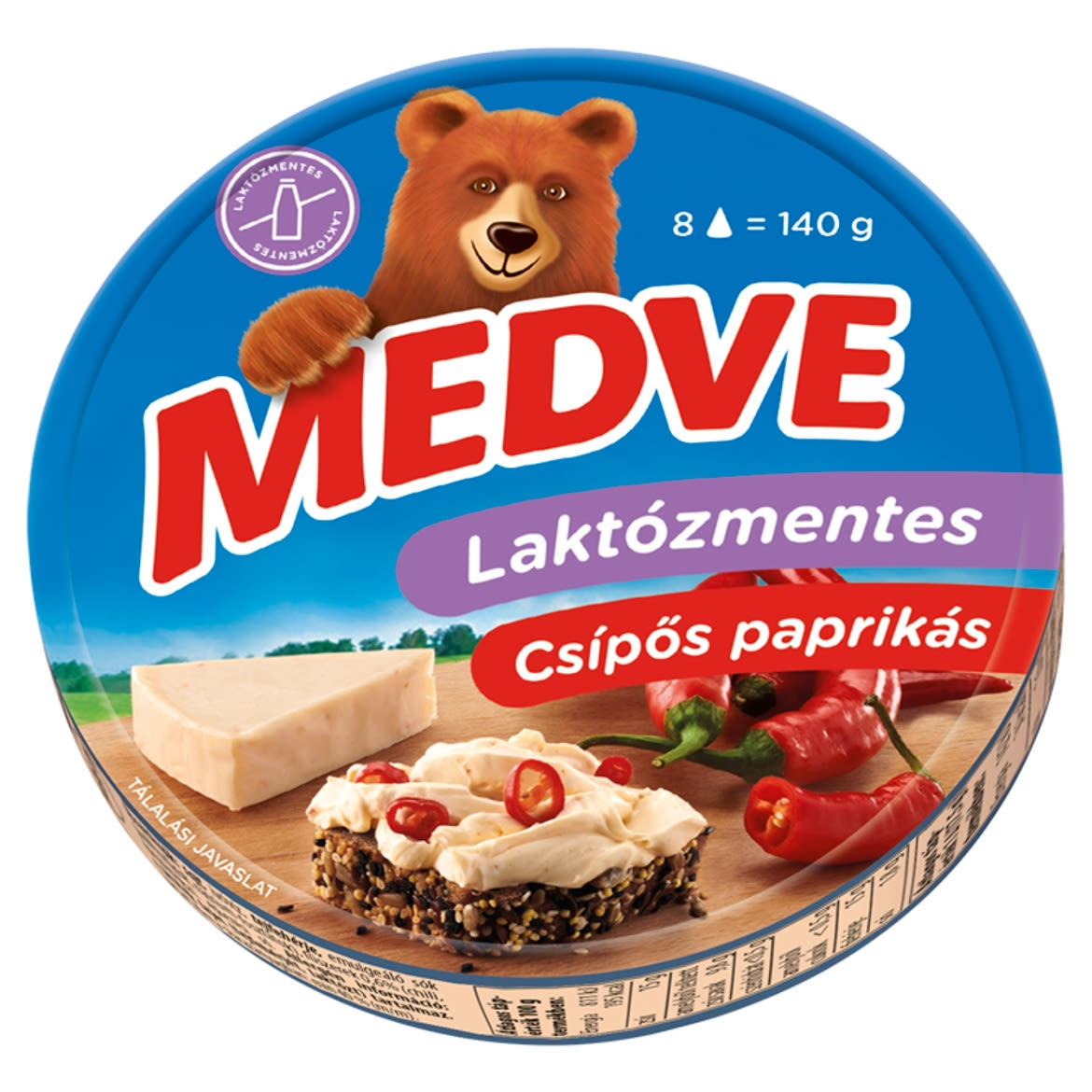 Medve laktózmentes csípős paprikás kenhető, félzsíros ömlesztett sajt 8 x 17,5 g