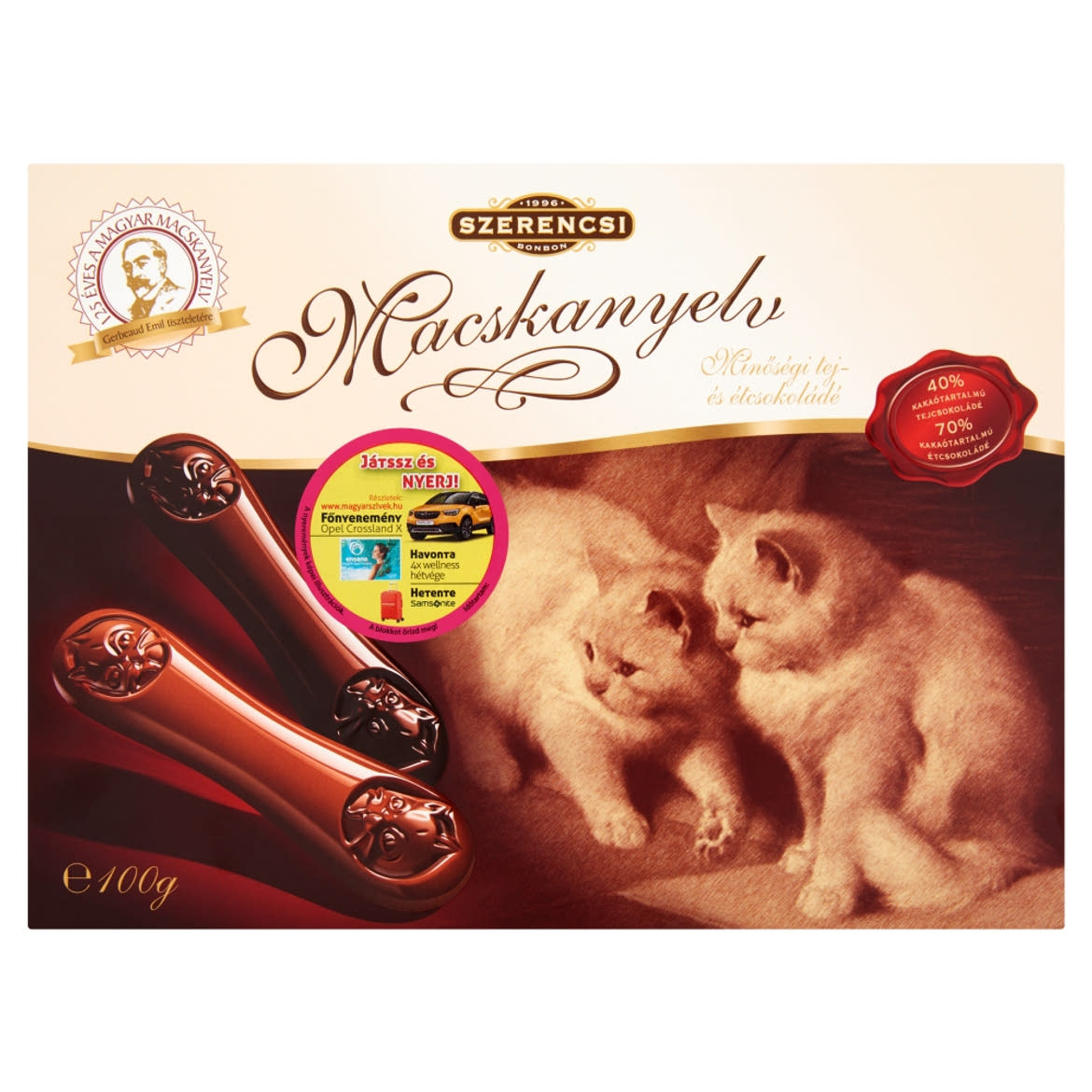Szerencsi Macskanyelv minőségi tej- és étcsokoládé