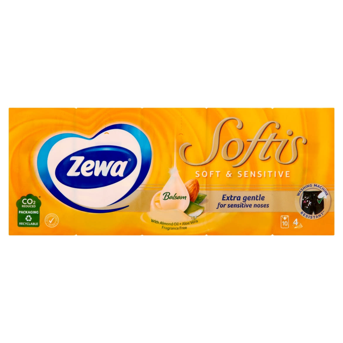 Zewa Softis Soft & Sensitive illatmentes papír zsebkendő 4 rétegű 10 x 9 db