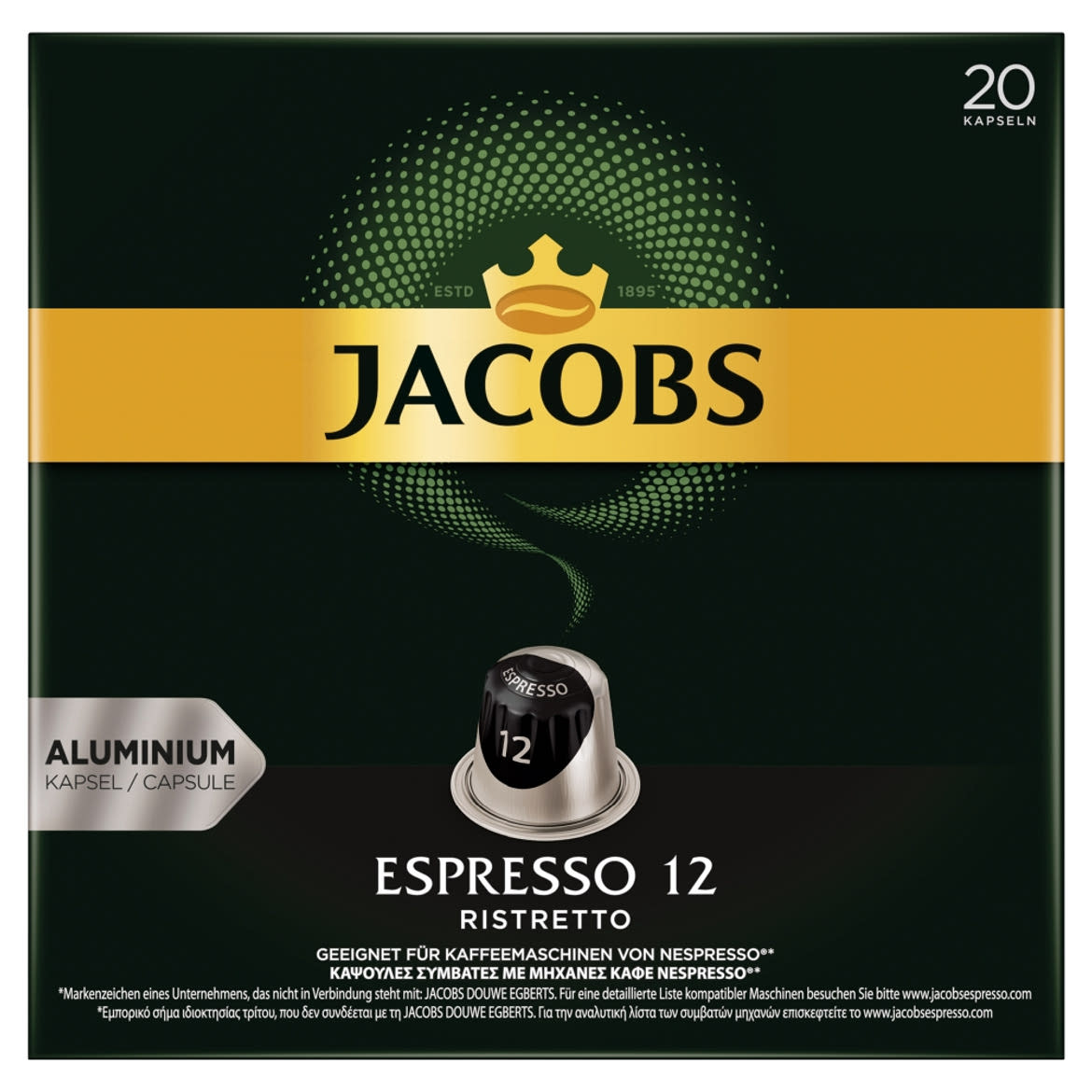 Jacobs Espresso 12 Ristretto őrölt-pörkölt kávé kapszulában