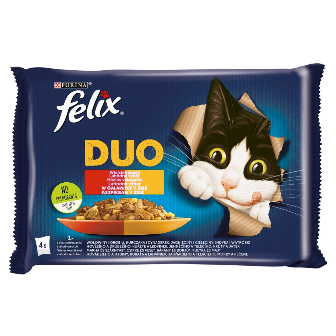 Felix Sensations Duo Házias Válogatás aszpikban nedves macskaeledel 4 x 85 g