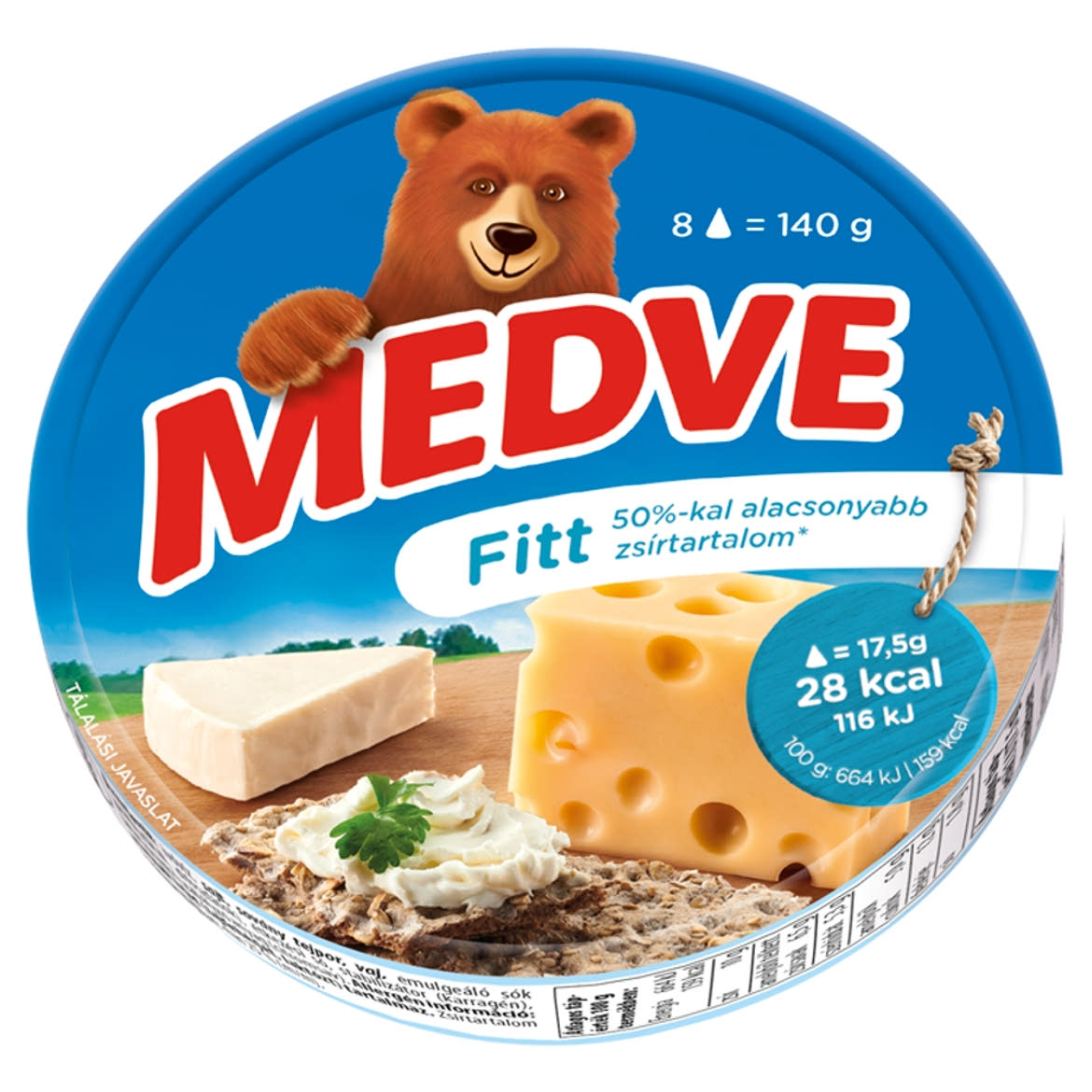 Medve fitt kenhető, félzsíros ömlesztett sajt 8 x 17,5 g