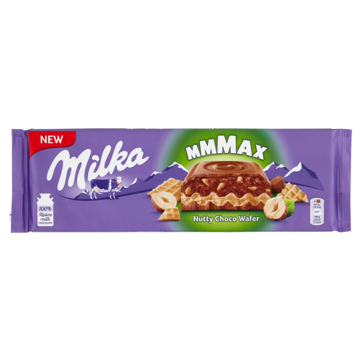 Milka MMMAX tejcsokoládé ostyával, mogyorós krémtöltelékkel és mogyoródarabokkal