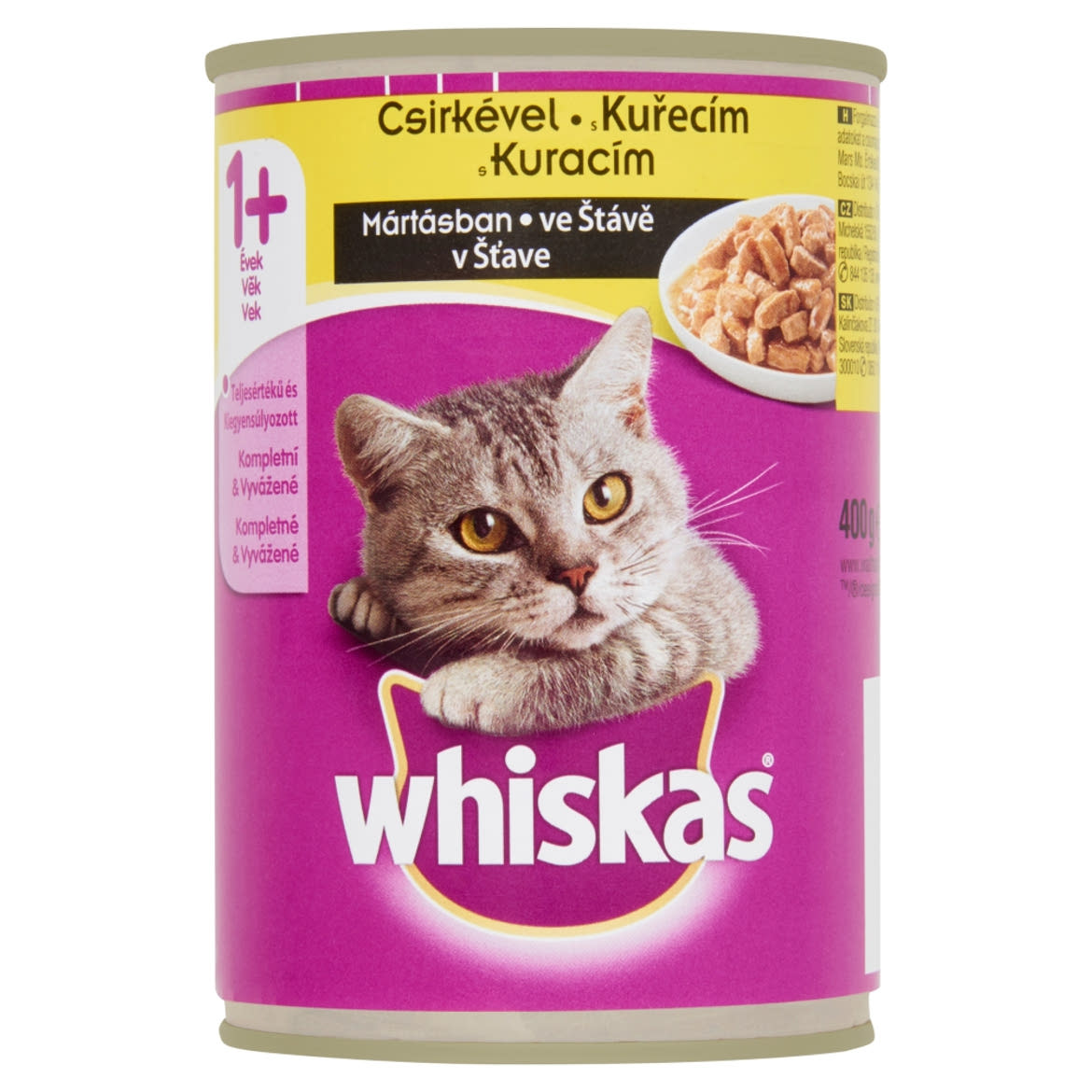 Whiskas konzerv állateledel macskák számára csirkével mártásban