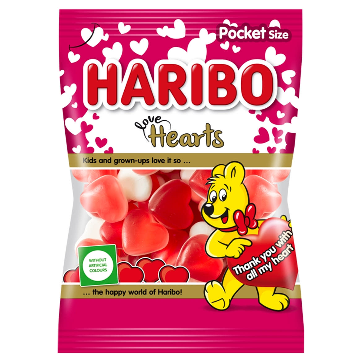 Haribo Love Hearts gyümölcsízű gumicukorka