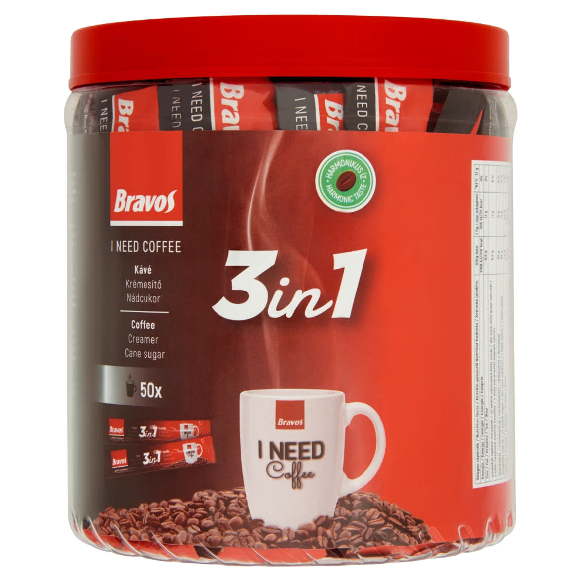 Bravos 3in1 instant kávéspecialitás 50 db 850 g