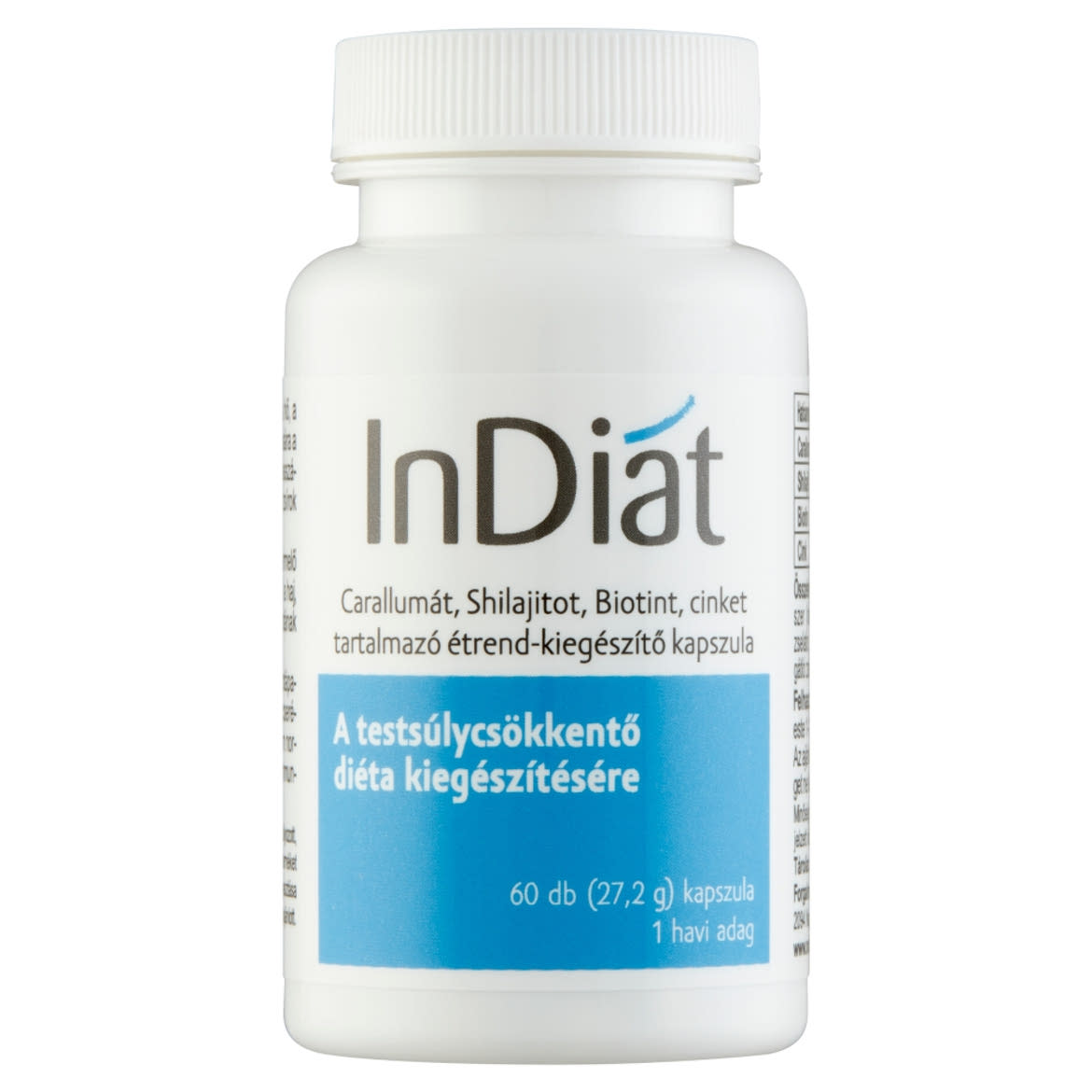InDiat caralummát, shilajitot, biotint, cinket tartalmazó étrend-kiegészítő kapszula