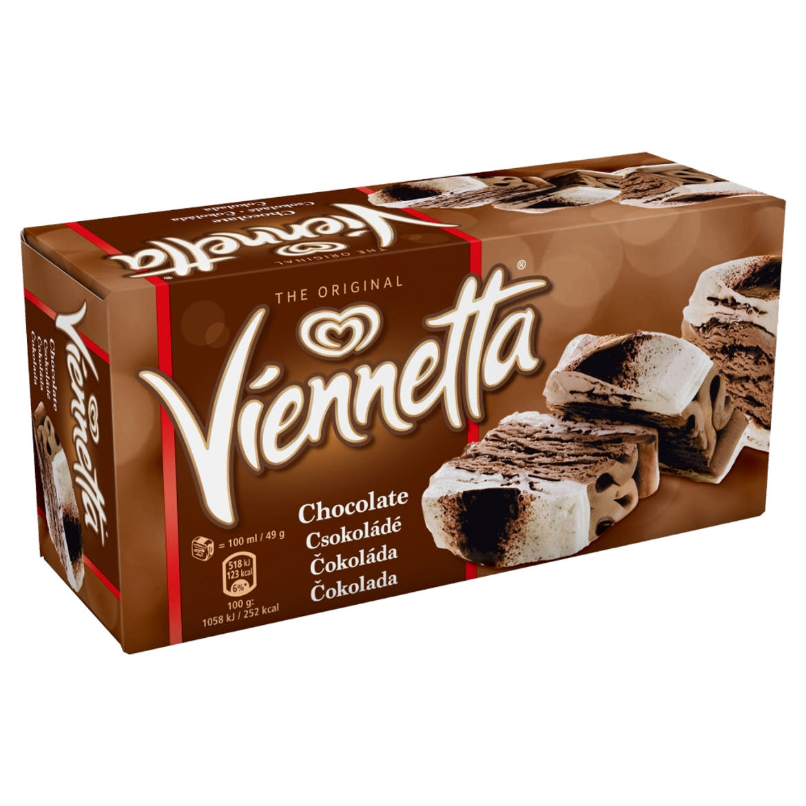 Viennetta csokoládés és fehércsokoládés jégkrém kakaós bevonó rétegekkel